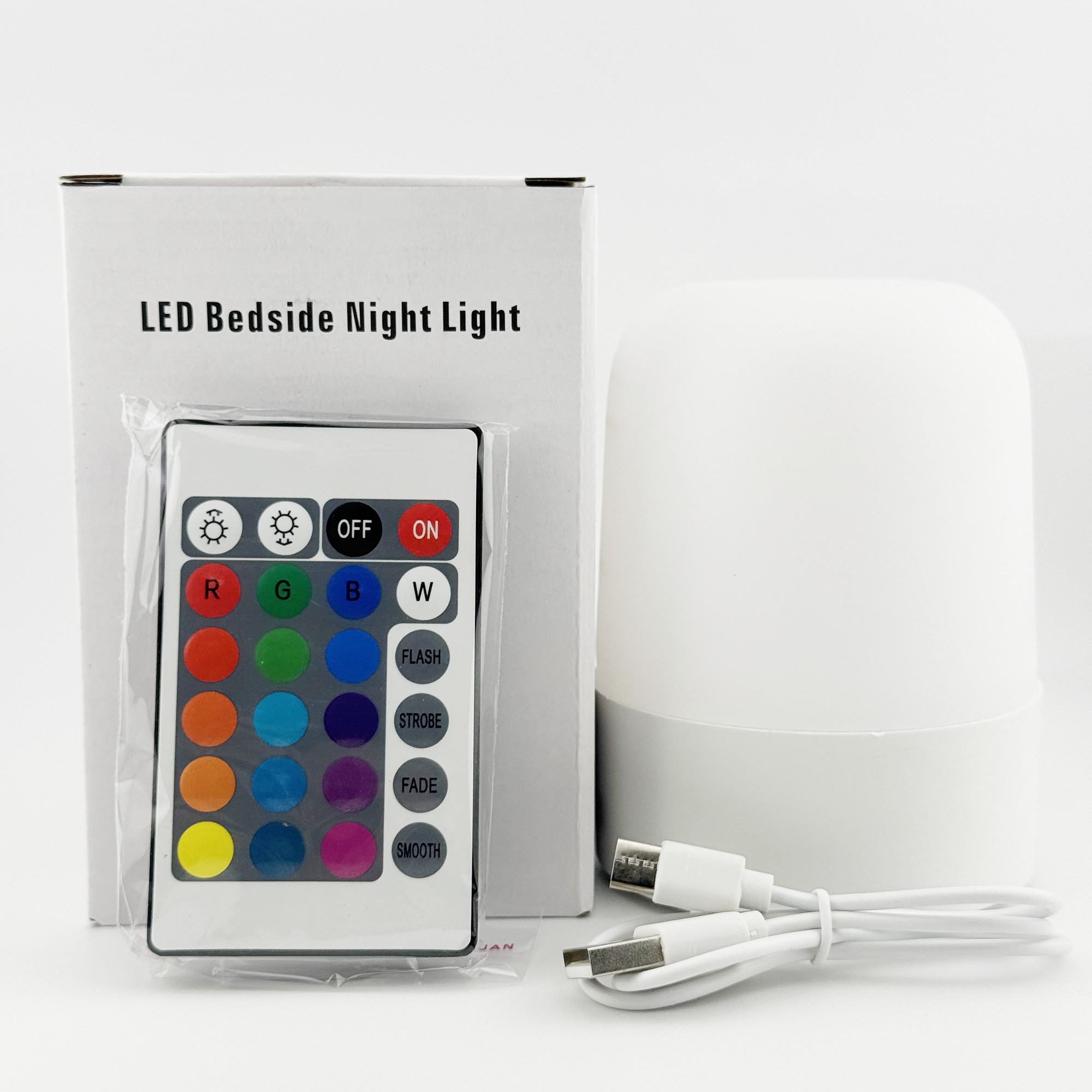 Lampa LED Reincarcabila, Flippy, Control tactil, Lumina in 3 culori albe, Lampa pentru Dormitor, 16 Culori RGB, Lumina de Noapte in Camera Copiilor, 11 x 8 x 8 cm, Alb