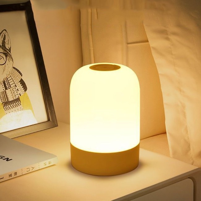 Lampa LED Reincarcabila, Flippy, Lumina in 3 culori albe + 16 Color, Lampa pentru Dormitor, Culori RGB, Lumina de Noapte in Camera Copiilor, 11 x 8 x 8 cm, Alb