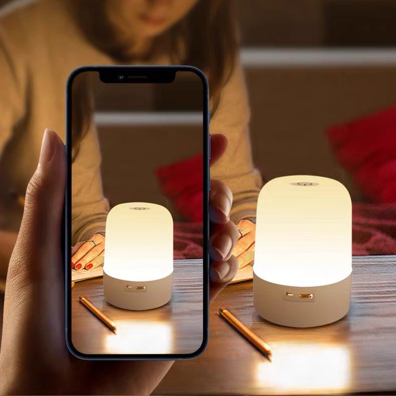 Lampa LED Reincarcabila, Flippy, Lumina in 3 culori albe + 16 Color, Lampa pentru Dormitor, Culori RGB, Lumina de Noapte in Camera Copiilor, 11 x 8 x 8 cm, Alb