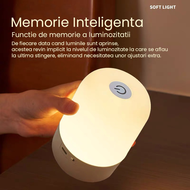 Lampa LED Reincarcabila, Flippy, Lumina in 3 culori albe + 16 Color, Lampa pentru Dormitor, Culori RGB, Lumina de Noapte in Camera Copiilor, 11 x 8 x 8 cm, Alb