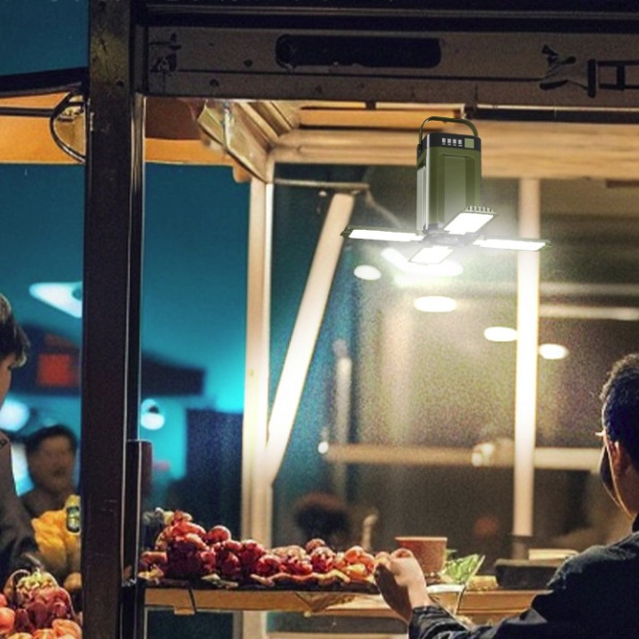 Lampa pentru Camping, Flippy, Lampa LED, Reincarcabila Solar si cablu TYPE-C, Tip Felinar 4 Laturi si Lanterna in Baza, Impermeabila, 12.5 x 7 x 7 cm, Verde