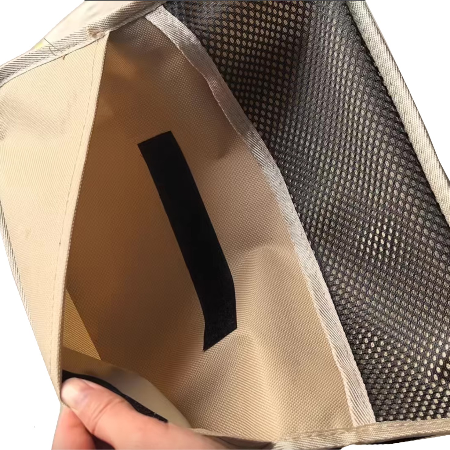 Scaun Taburet Pliabil pentru Camping, Flippy, pentru Adulti, Scaun Portabil, Pescuit, din Panza Oxford si Cadru Metalic, Mic 26 x 24 x 24 cm, Bej