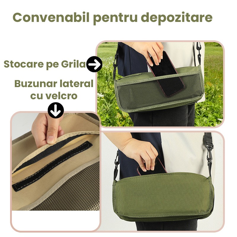 Scaun Taburet Pliabil pentru Camping, Flippy, pentru Adulti, Scaun Portabil, Pescuit, din Panza Oxford si Cadru Metalic, Mic 26 x 24 x 24 cm, Verde
