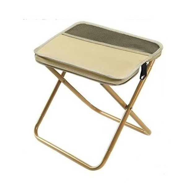 Scaun Taburet Pliabil pentru Camping, Flippy, pentru Adulti, Scaun Portabil, Pescuit, din Panza Oxford si Cadru Metalic, Mare 31 x 29 x 25 cm, Bej