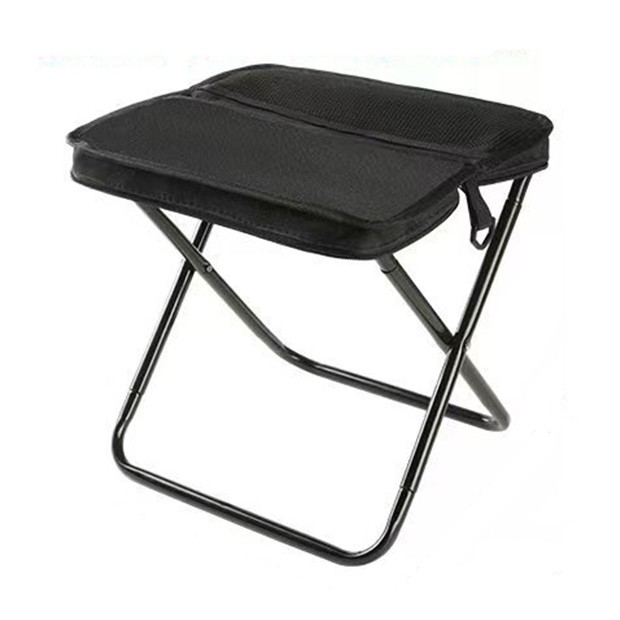 Scaun Taburet Pliabil pentru Camping, Flippy, pentru Adulti, Scaun Portabil, Pescuit, din Panza Oxford si Cadru Metalic, Mare 31 x 29 x 25 cm, Negru