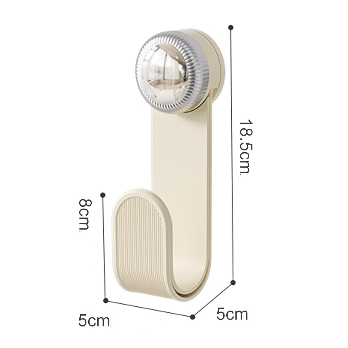 Suport pentru Capace Vase, Flippy, Suport de Depozitare pentru Capacul Oalei in Bucatarie, cu Ventuza, Usor de Montat pe Perete, 19 x 6 x 5 cm, Alb Crem