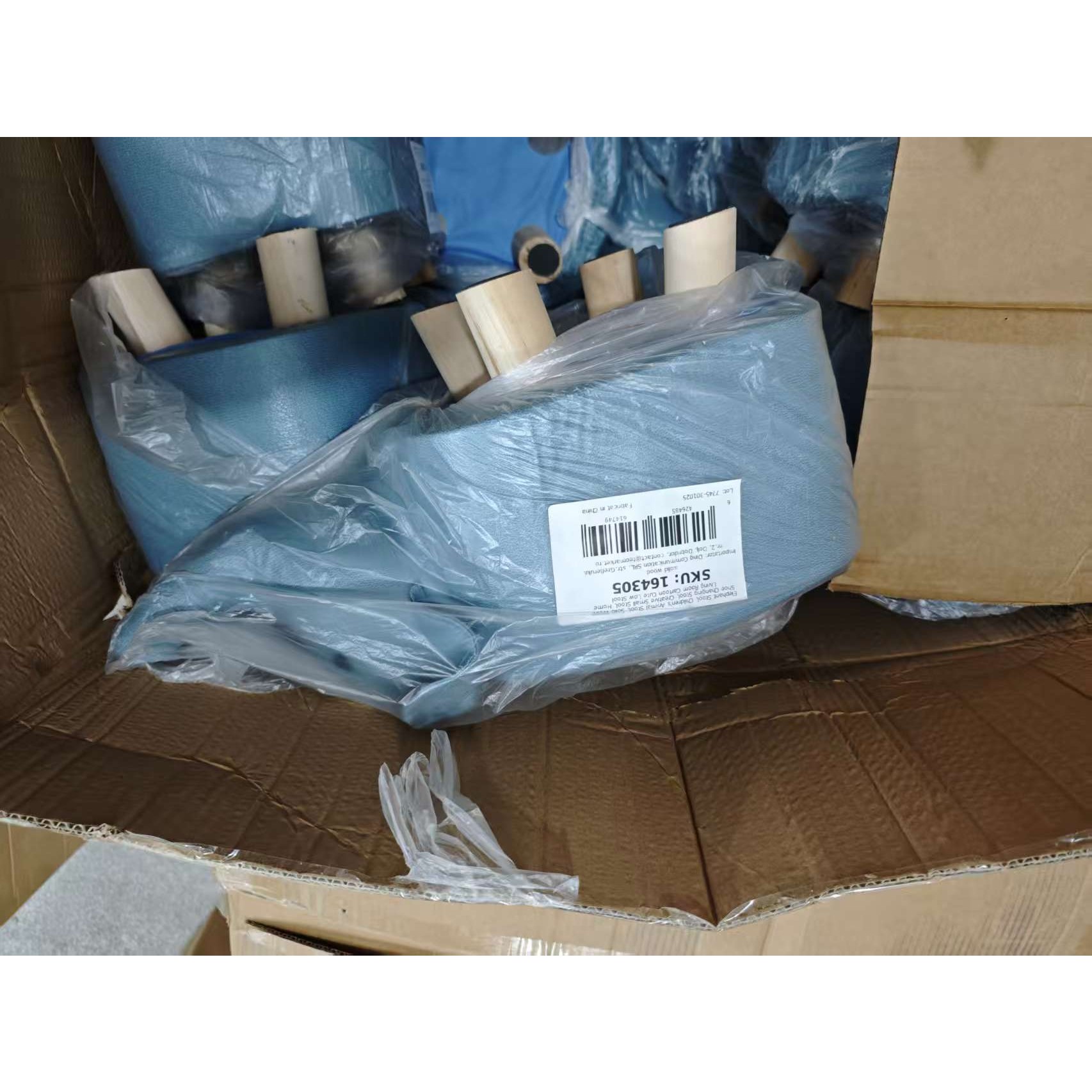 Taburet pentru Copii, Flippy, Scaun Tip Taburet, Model Elefant, din Lemn Masiv, Scaun pentru Copii, 30 x 25 x 25 cm, Albastru deschis