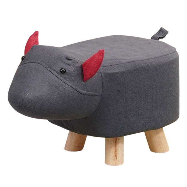 Taburet pentru Copii, Flippy, Scaun Tip Taburet, Model Vacuta, din Lemn Masiv, Scaun pentru Copii, 30 x 25 x 25 cm, Negru