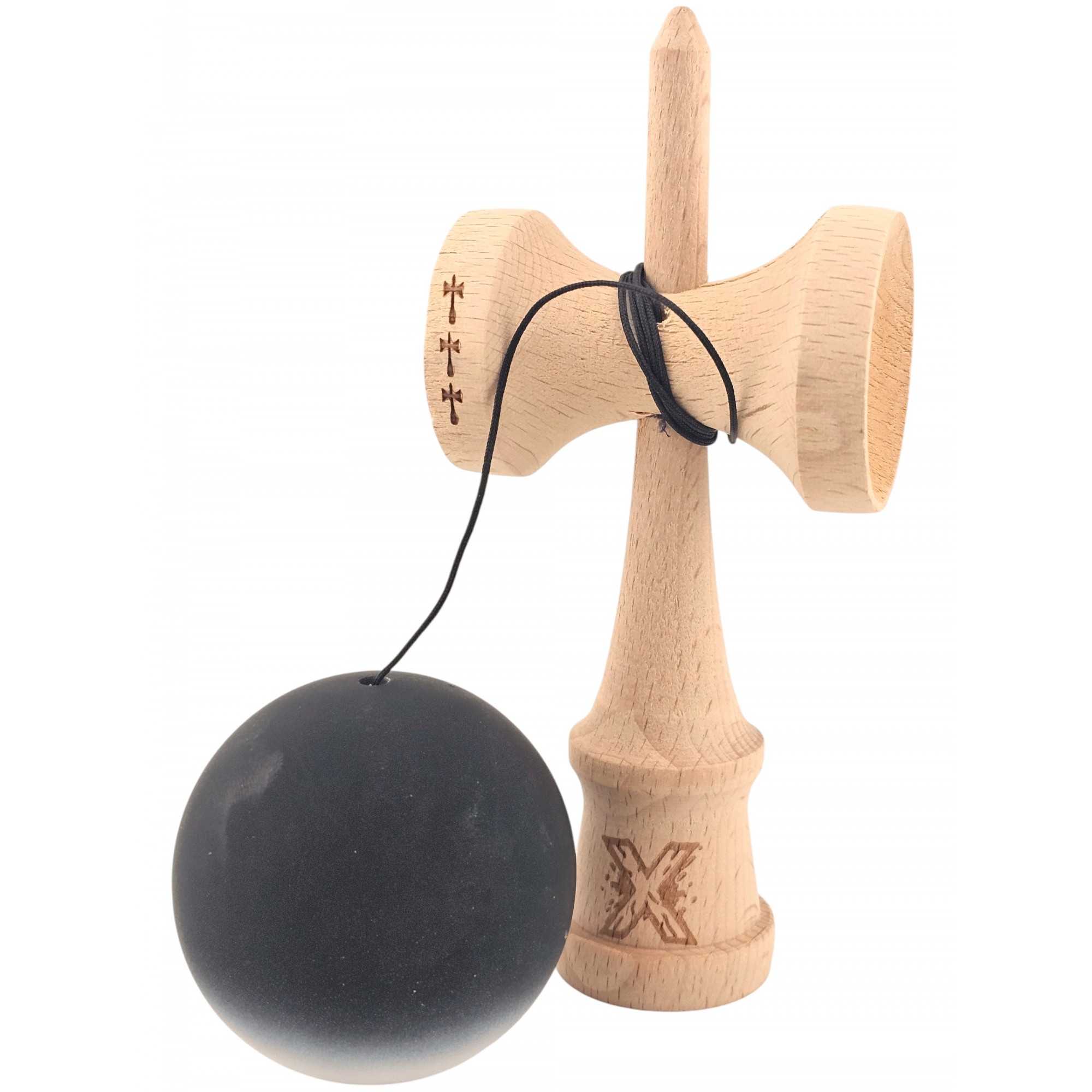 Kendama X Originala, Profesionala, Flippy, din Lemn, Big Cups, Rubber Grip, 18 cm, Alb/Negru Kendama X Originala, Profesionala, Flippy, din Lemn, Big Cups, Rubber Grip, 18 cm, Alb/Negru