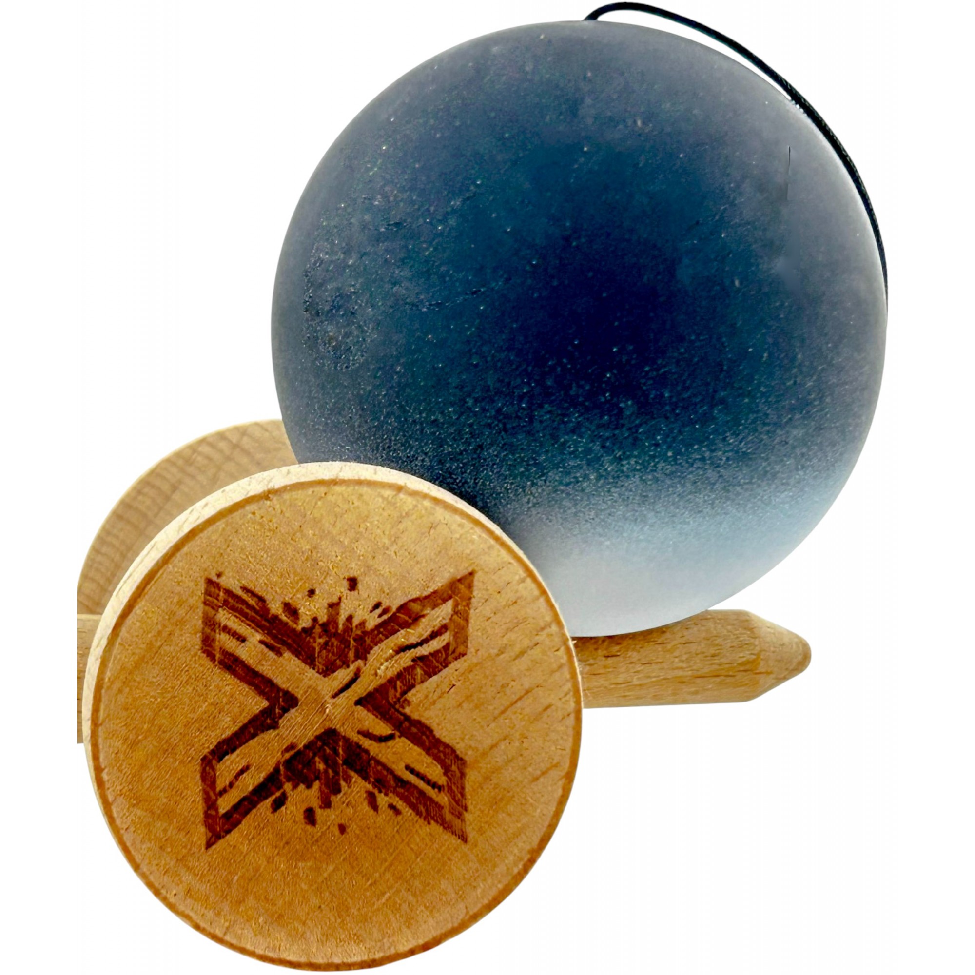 Kendama X Originala, Profesionala, Flippy, Big Cups V2, Rubber Grip cu Cupe Mari, Rulment Metalic cu Ata 55 cm, Gradient Alb/Negru