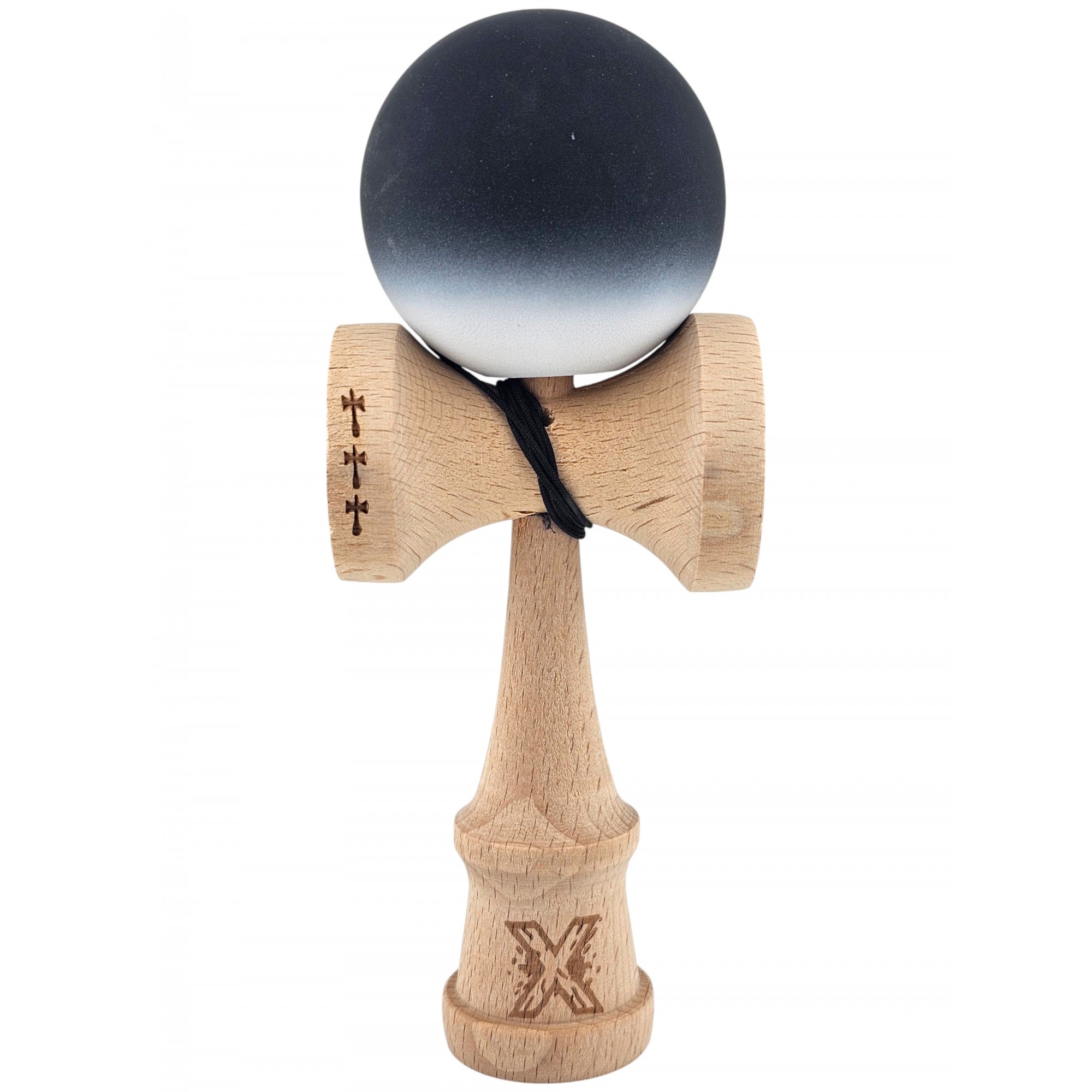 Kendama X Originala, Profesionala, Flippy, din Lemn, Big Cups, Rubber Grip, 18 cm, Alb/Negru Kendama X Originala, Profesionala, Flippy, din Lemn, Big Cups, Rubber Grip, 18 cm, Alb/Negru