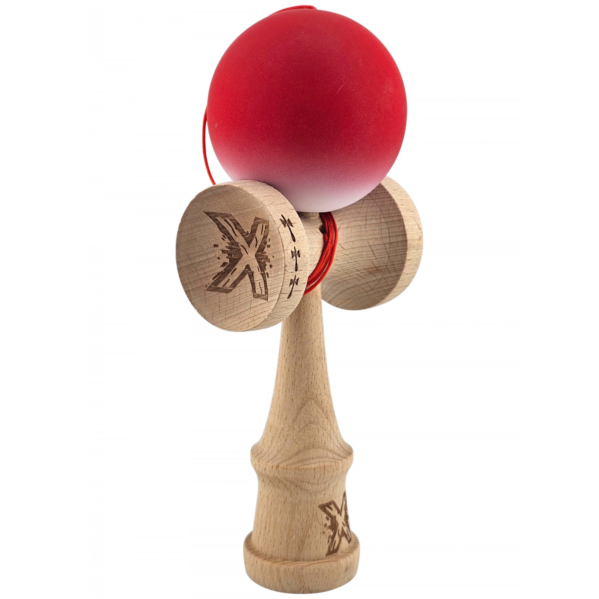 Kendama X Originala, Profesionala, Flippy, din Lemn, Big Cups, Rubber Grip, 18 cm, Rosu/Alb Kendama X Originala, Profesionala, Flippy, din Lemn, Big Cups, Rubber Grip, 18 cm, Rosu/Alb