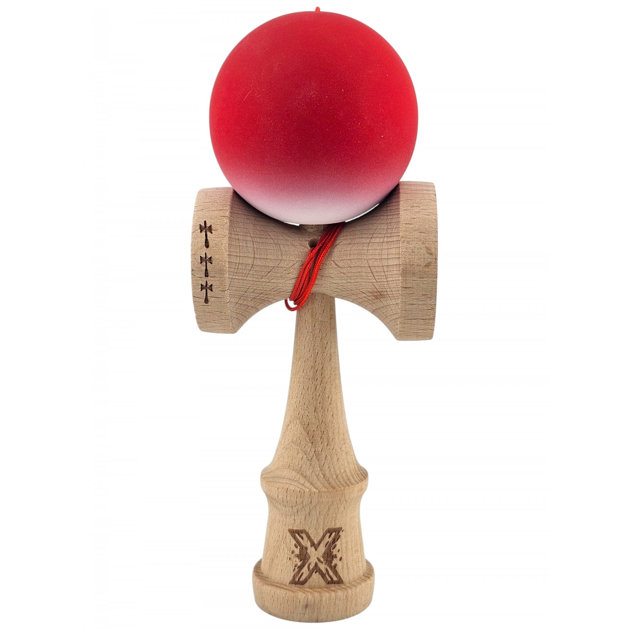 Kendama X Originala, Profesionala, Flippy, din Lemn, Big Cups, Rubber Grip, 18 cm, Rosu/Alb Kendama X Originala, Profesionala, Flippy, din Lemn, Big Cups, Rubber Grip, 18 cm, Rosu/Alb