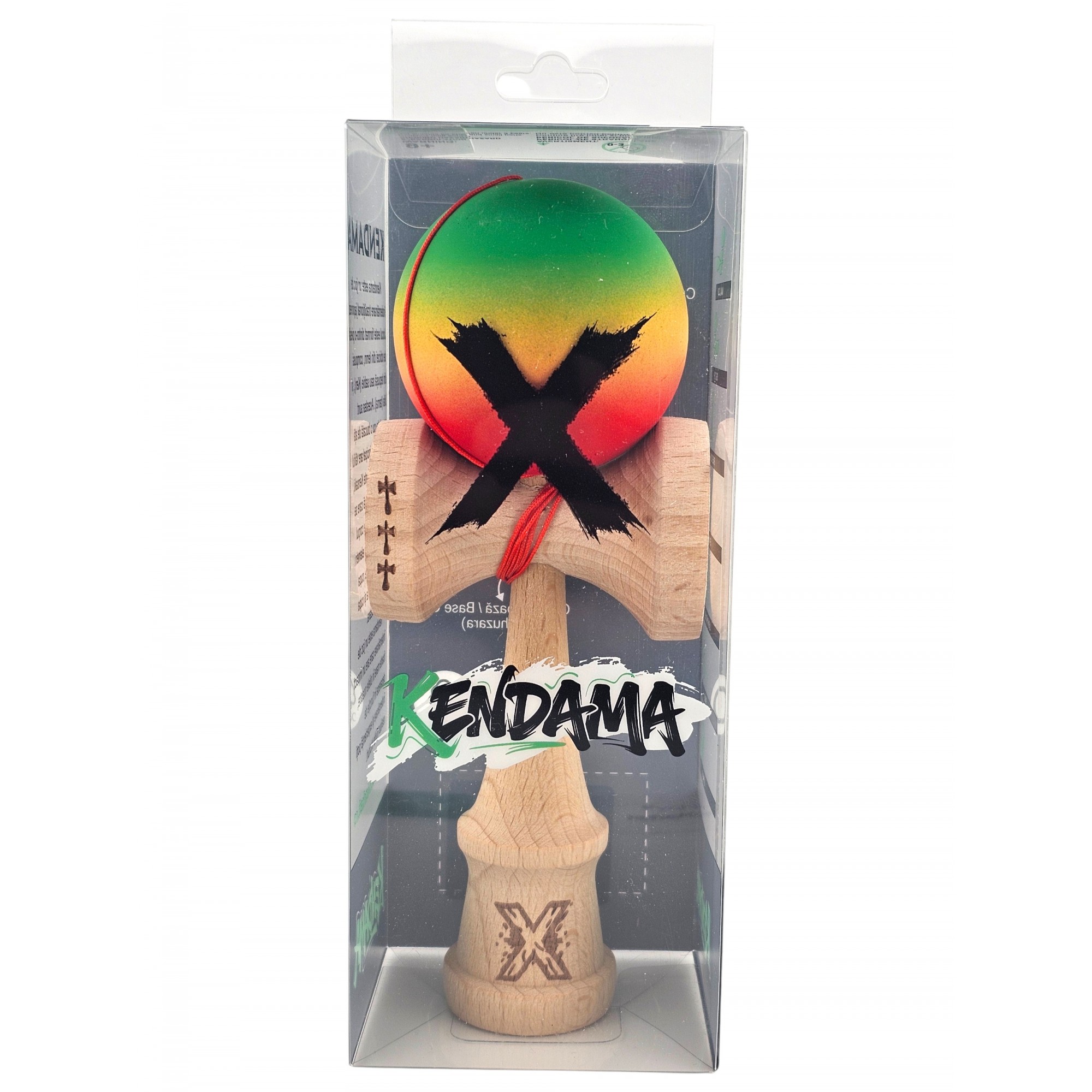 Kendama X Originala, Profesionala, Flippy, din Lemn, Big Cups, Rubber Grip, 18 cm, Verde/Galben/Rosu Kendama X Originala, Profesionala, Flippy, din Lemn, Big Cups, Rubber Grip, 18 cm, Verde/Galben/Rosu