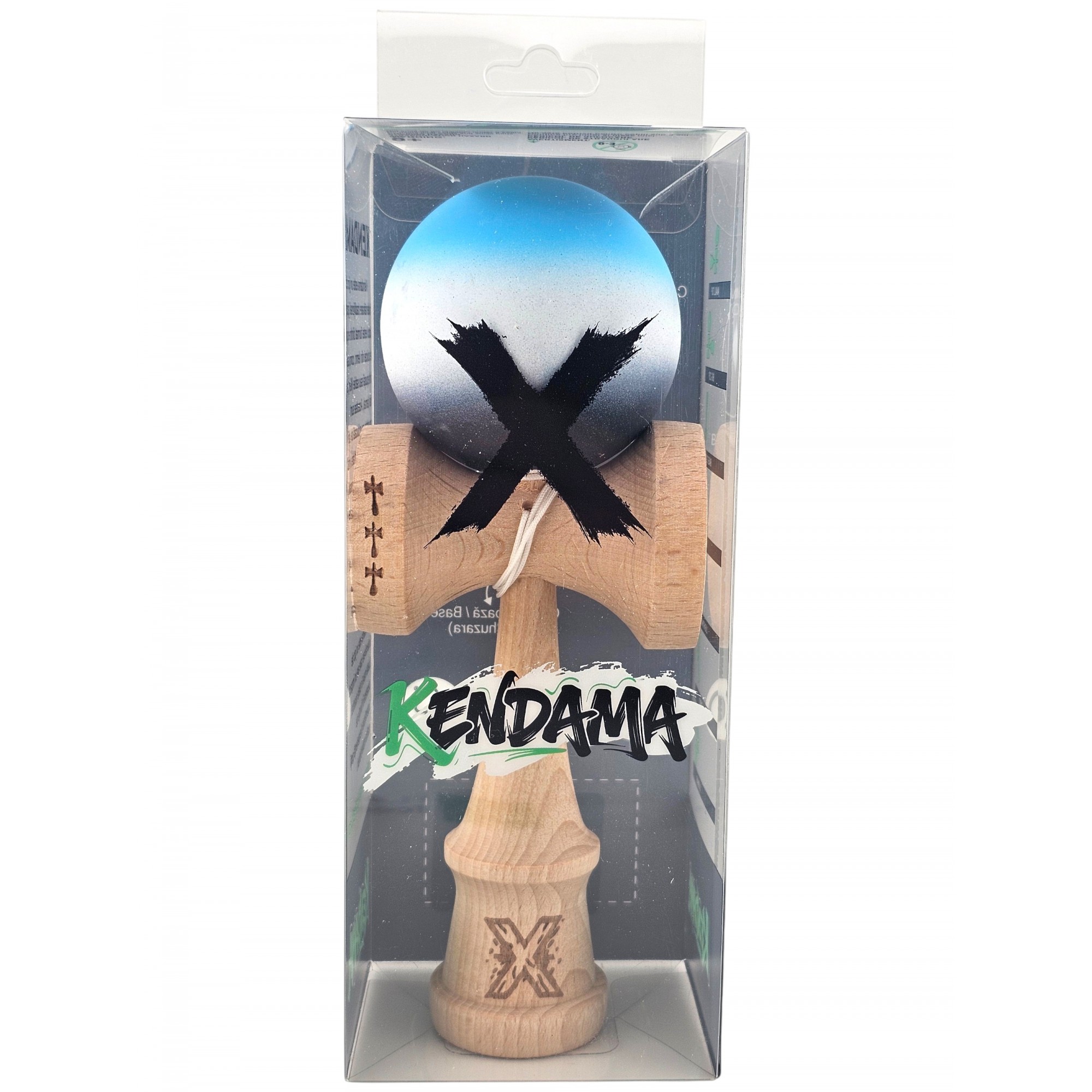Kendama X Originala, Profesionala, Flippy, din Lemn, Big Cups, Rubber Grip, 18 cm, Albastru/Alb/Violet Kendama X Originala, Profesionala, Flippy, din Lemn, Big Cups, Rubber Grip, 18 cm, Albastru/Alb/Violet