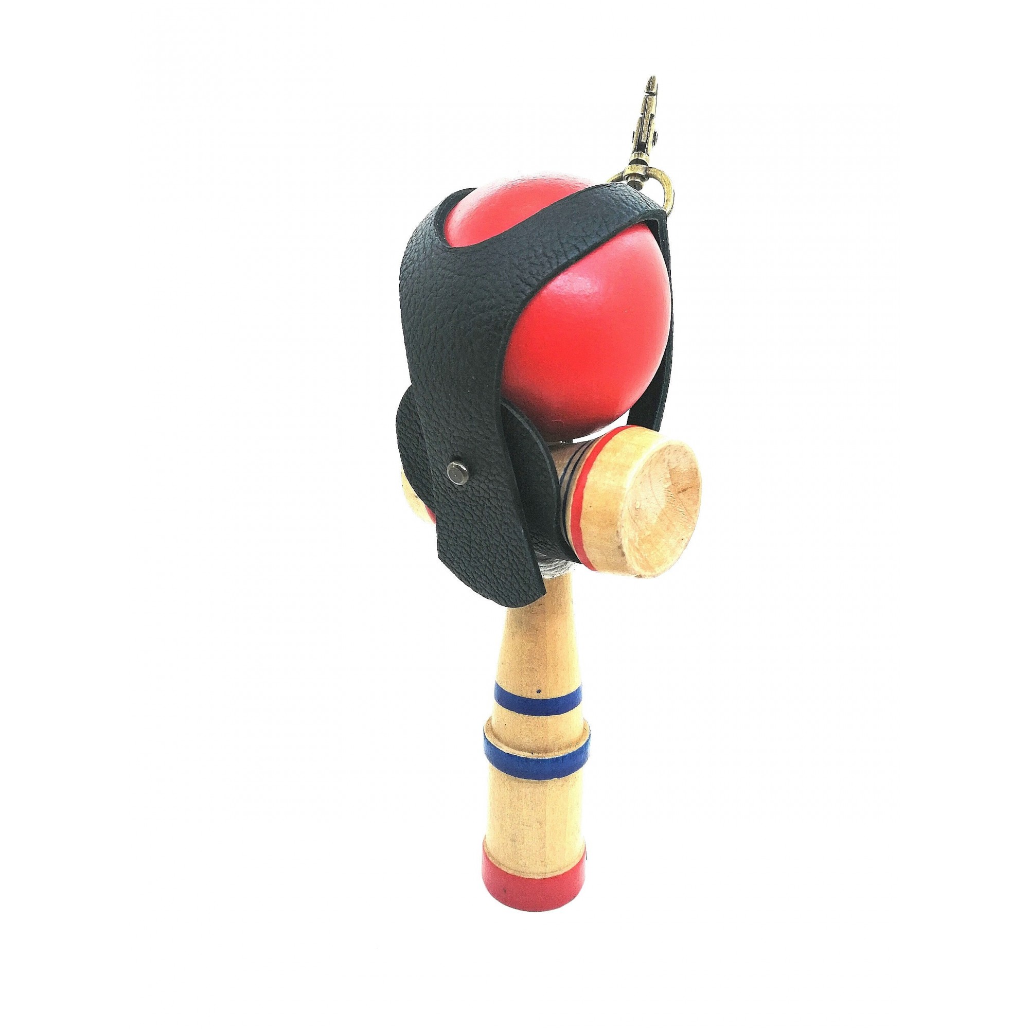 Husa Suport pentru Kendama, Flippy, din Piele Ecologica Rezistenta in Timp, Diametrul 6 cm, Negru