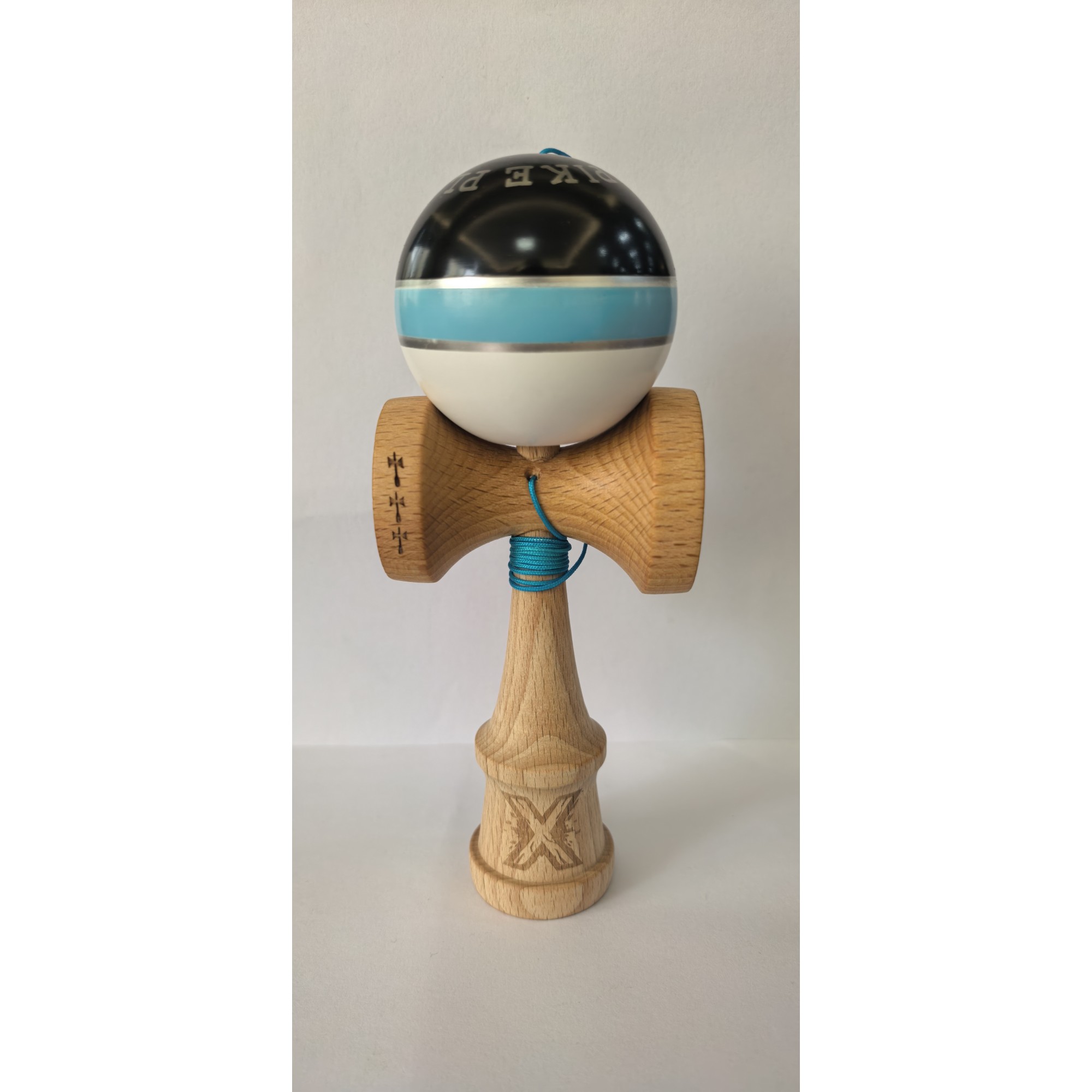 Kendama Originala X - ROYAL , Profesionala, Flippy, din Lemn, 18 cm, Albastru-Gold