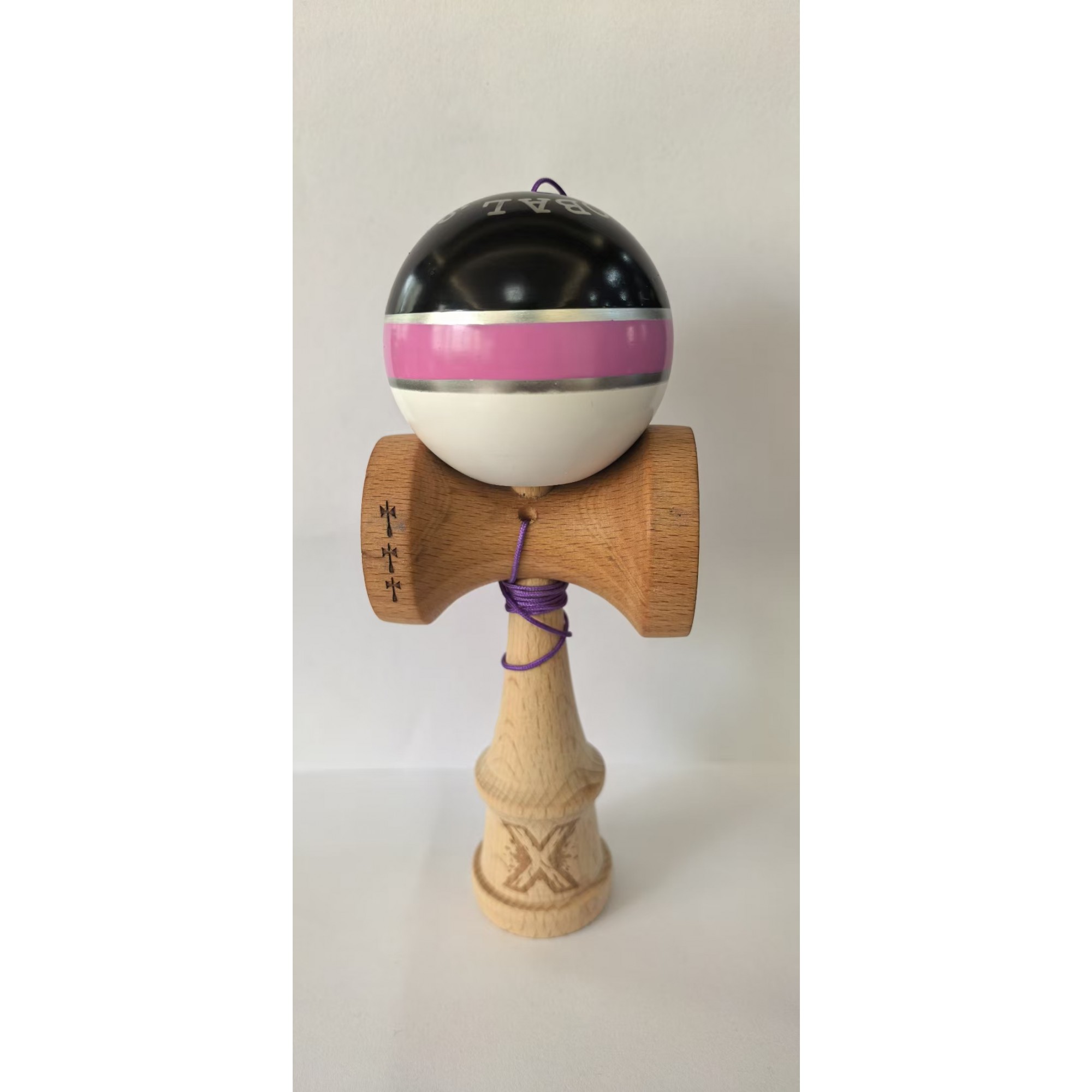 Kendama Originala X - ROYAL , Profesionala, Flippy, din Lemn, 18 cm, Rose-Silver