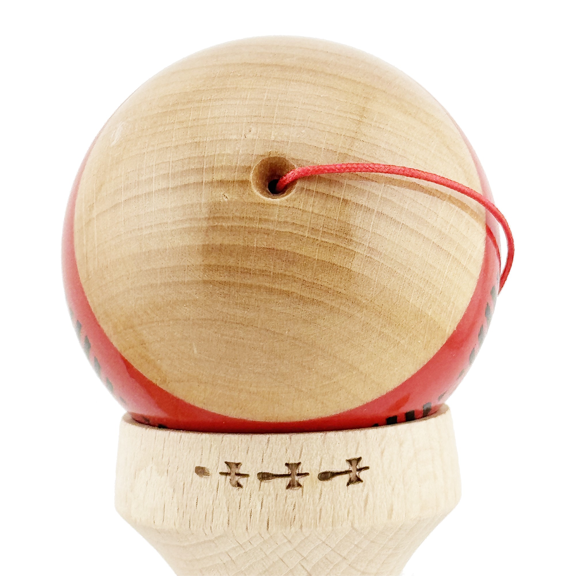 Kendama X Originala FREQUENCY, Profesionala, Flippy, Cupe Mari KING SIZE V3, Super Sticky, Gaura in Baza, Rulment Metalic, din lemn 18 cm, Ata 55 cm, Rosu/Maro