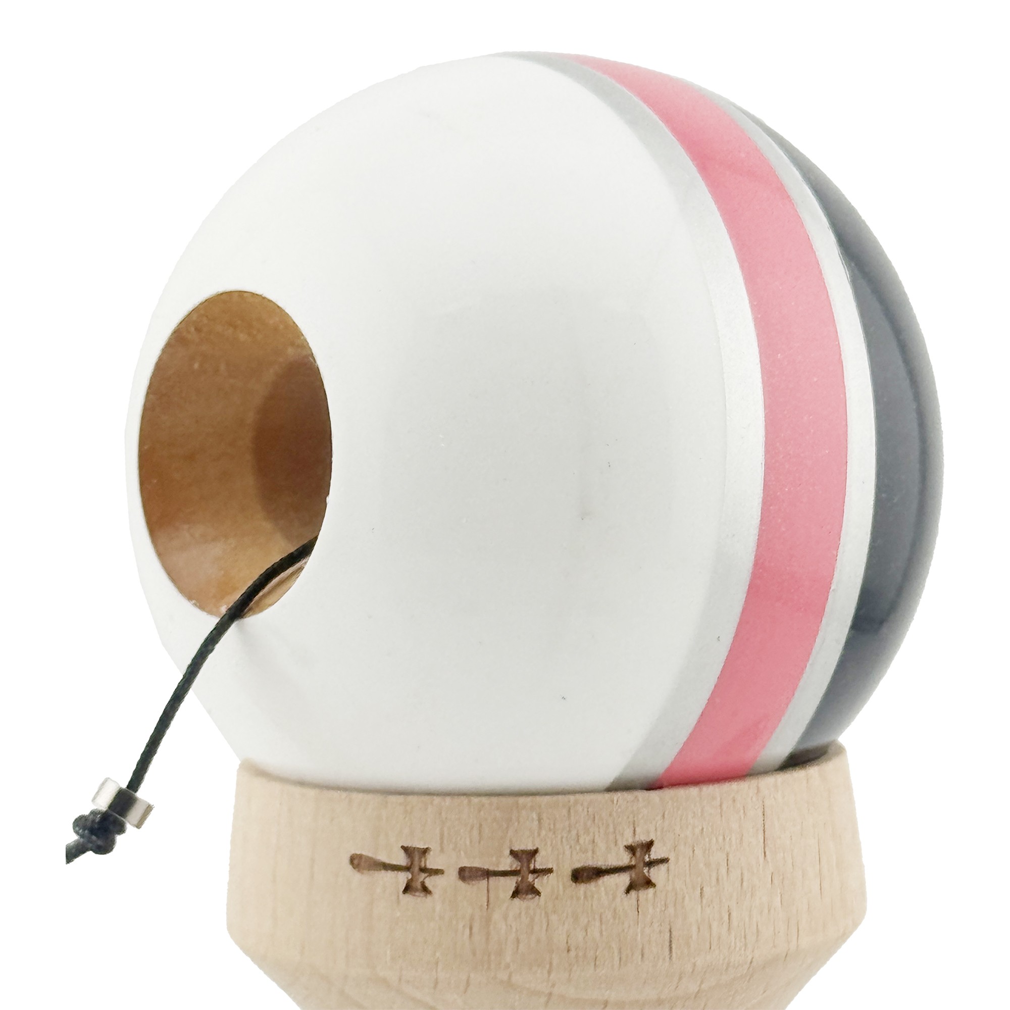 Kendama X Originala ROYAL SPIKE, Profesionala, Flippy, Cupe Mari KING SIZE V3, Super Sticky, Gaura in Baza, Rulment Metalic, din lemn 18 cm, Ata 55 cm, Inel Roz