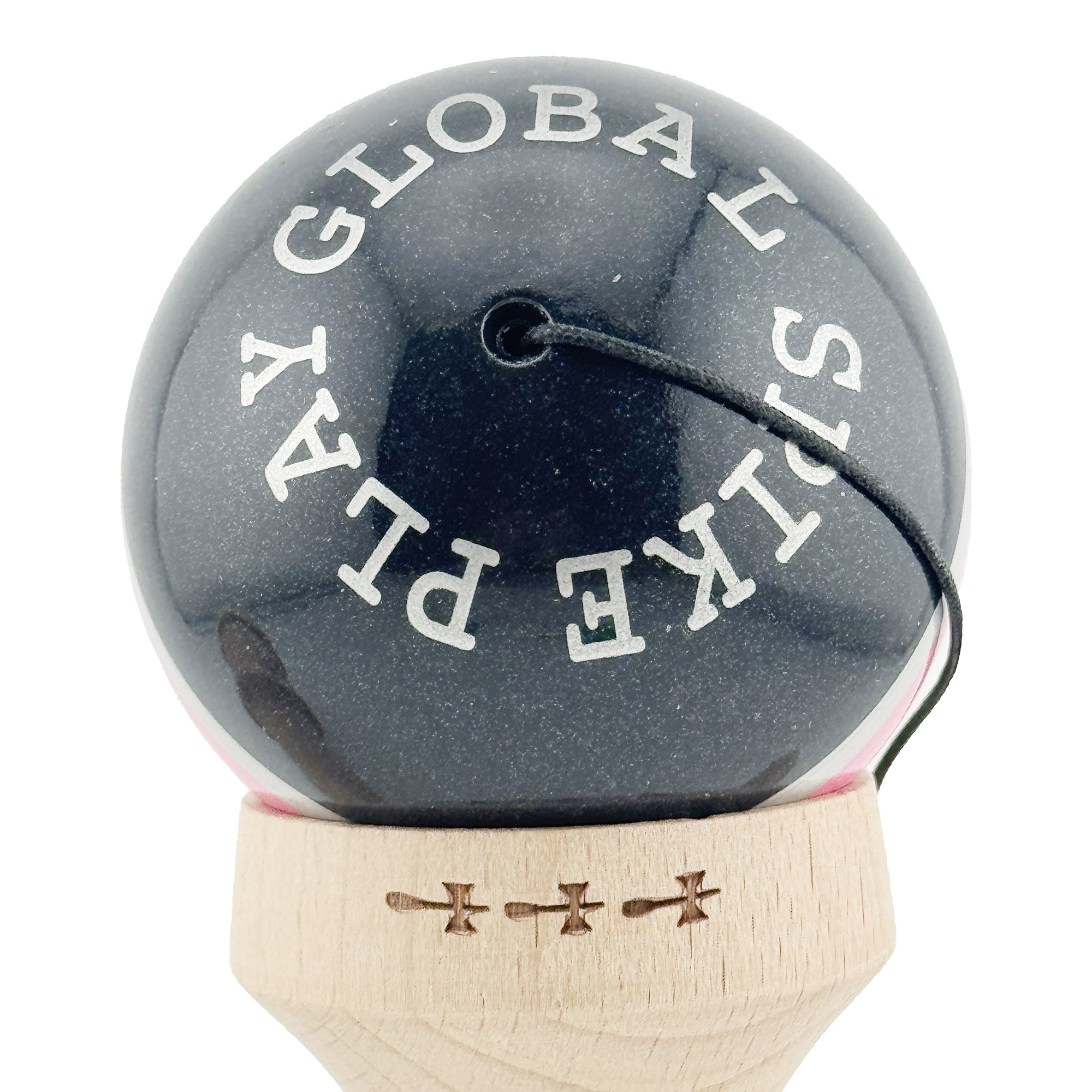 Kendama X Originala ROYAL SPIKE, Profesionala, Flippy, Cupe Mari KING SIZE V3, Super Sticky, Gaura in Baza, Rulment Metalic, din lemn 18 cm, Ata 55 cm, Inel Roz