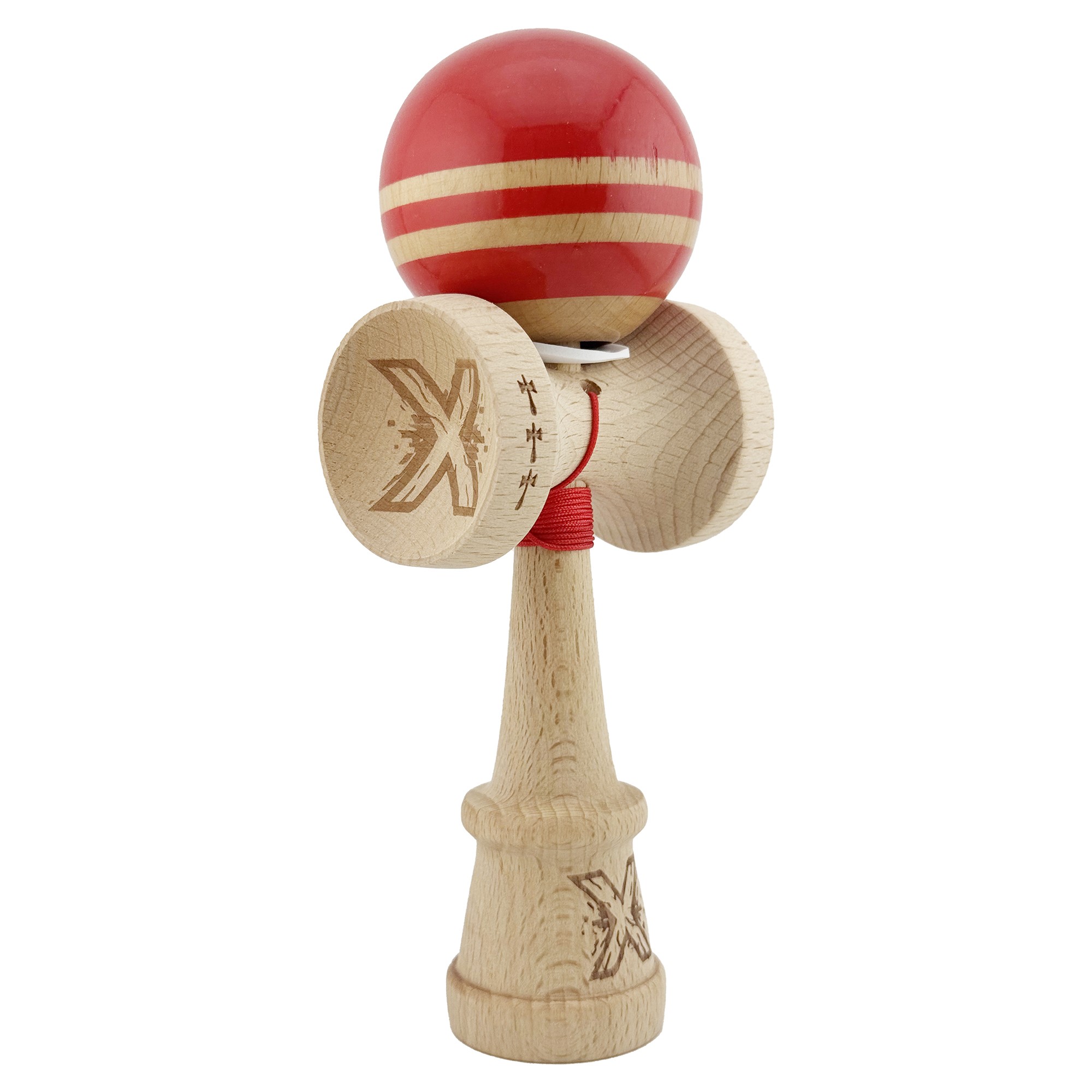✨TOATE PRODUSELE✨ - Kendama X Originala RAINBOW, Profesionala, , Cupe Mari KING SIZE V3, Super Sticky, Gaura in Baza, Rulment Metalic, din lemn 18 cm, Ata 55 cm, Rosu/Maro