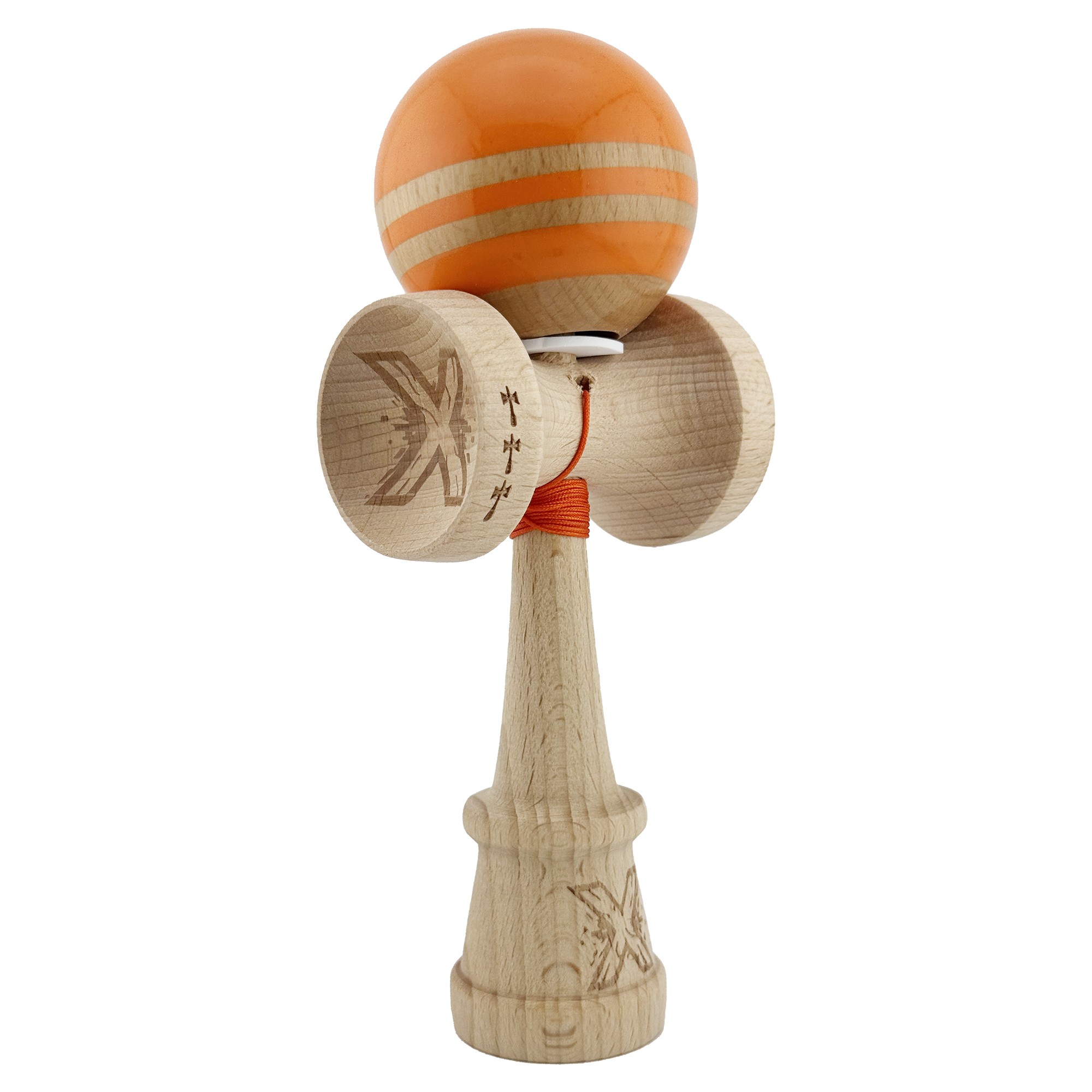 ✨TOATE PRODUSELE✨ - Kendama X Originala RAINBOW, Profesionala, , Cupe Mari KING SIZE V3, Super Sticky, Gaura in Baza, Rulment Metalic, din lemn 18 cm, Ata 55 cm, Portocaliu/Maro
