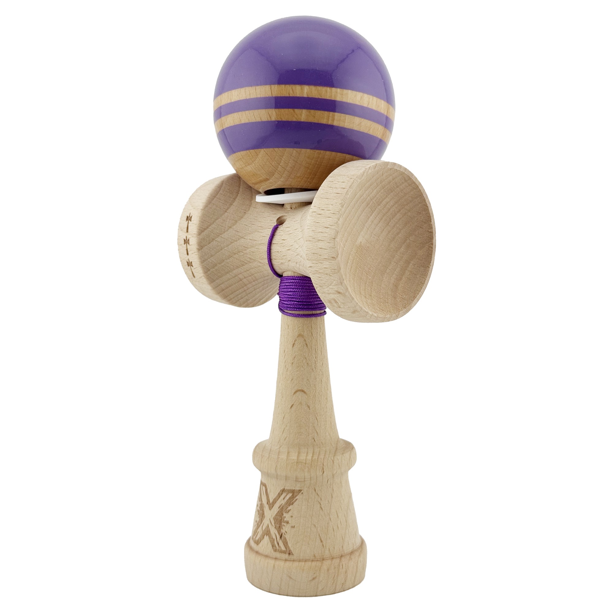 Kendama X Originala RAINBOW, Profesionala, Flippy, Cupe Mari KING SIZE V3, Super Sticky, Gaura in Baza, Rulment Metalic, din lemn 18 cm, Ata 55 cm, Indigo/Maro