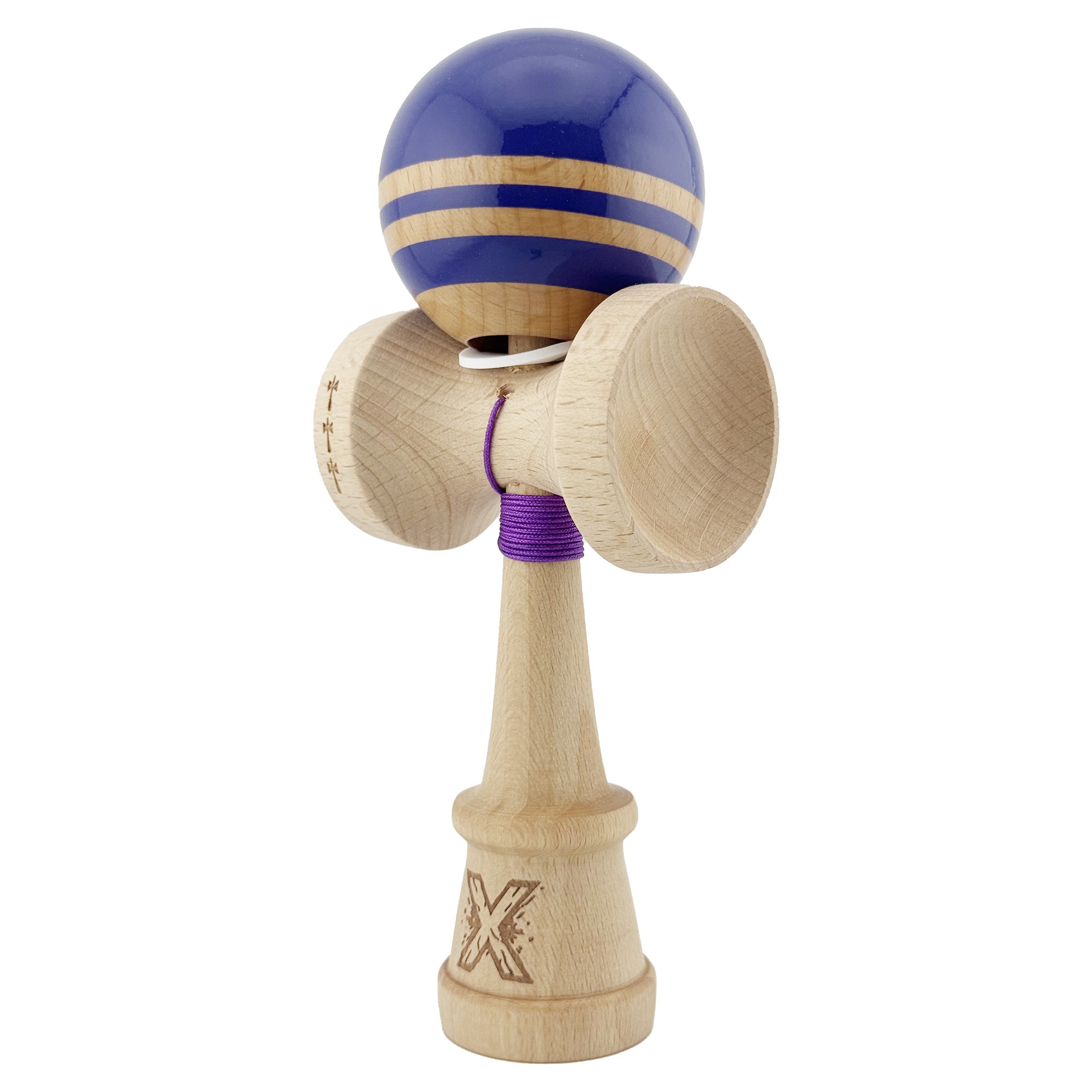 Kendama X Originala RAINBOW, Profesionala, Flippy, Cupe Mari KING SIZE V3, Super Sticky, Gaura in Baza, Rulment Metalic, din lemn 18 cm, Ata 55 cm, Violet/Maro