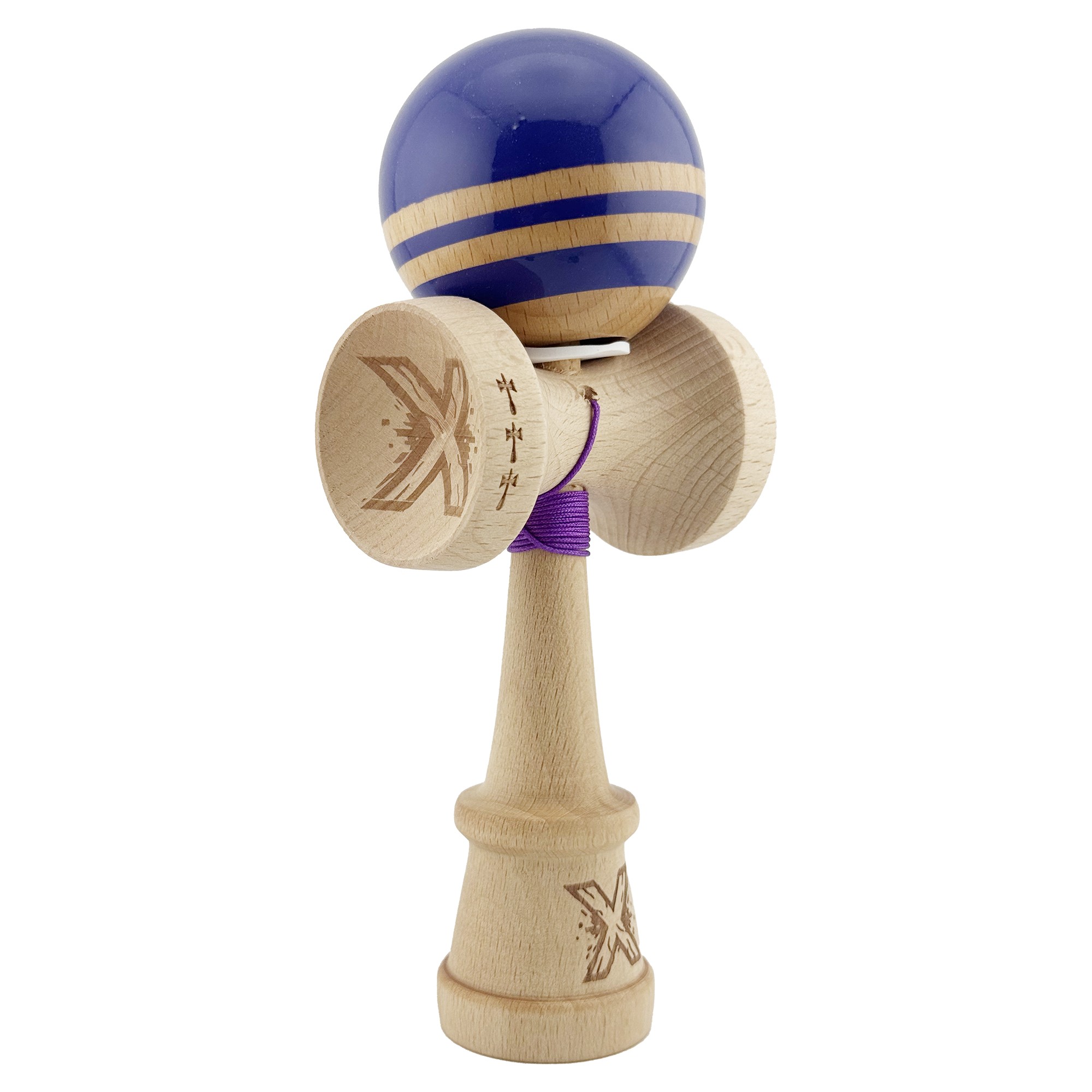 ✨TOATE PRODUSELE✨ - Kendama X Originala RAINBOW, Profesionala, , Cupe Mari KING SIZE V3, Super Sticky, Gaura in Baza, Rulment Metalic, din lemn 18 cm, Ata 55 cm, Violet/Maro