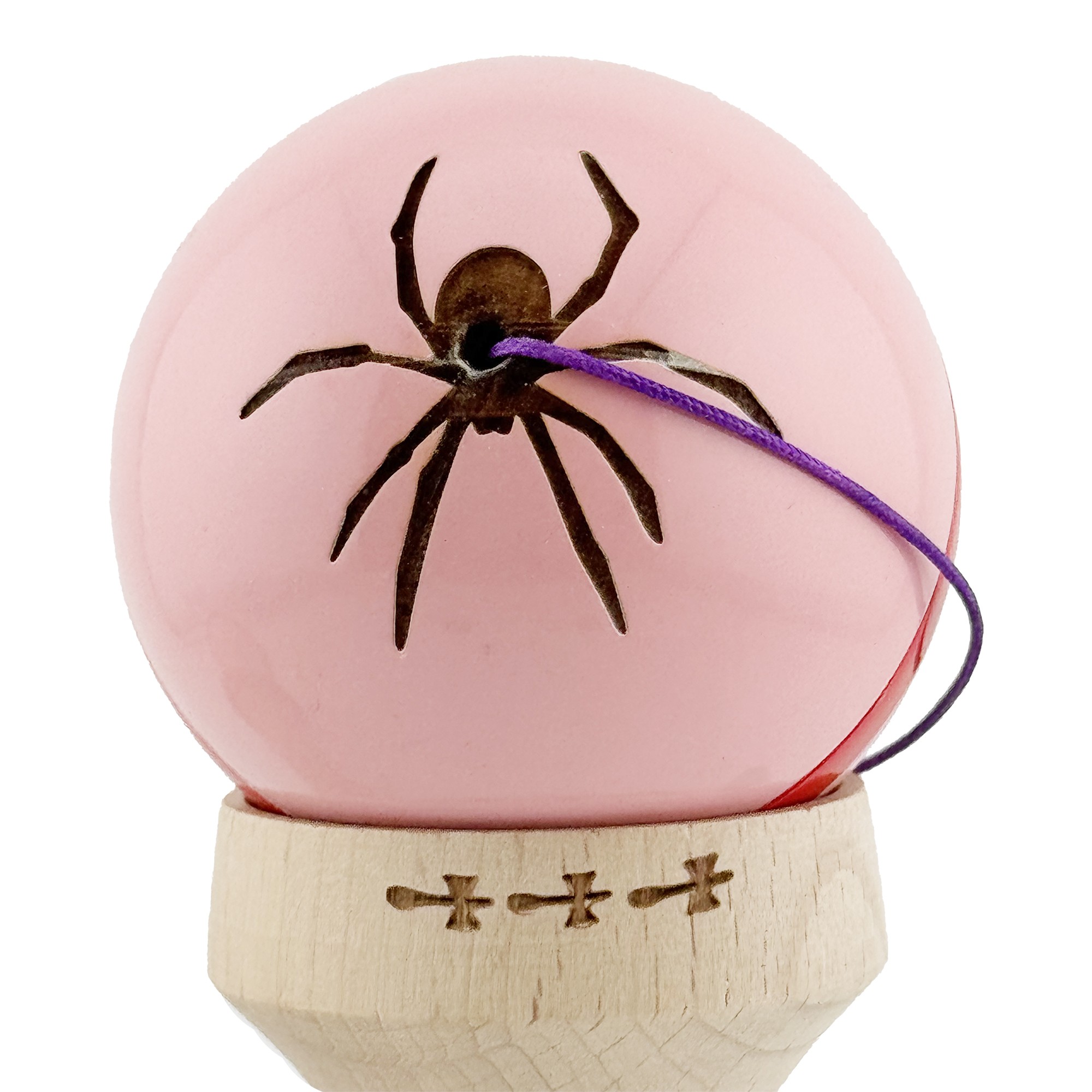 Kendama X Originala Silken, Profesionala, Flippy, Cupe Mari KING SIZE V3, Super Sticky, Gaura in Baza, Rulment Metalic, din lemn 18 cm, Ata 55 cm, Roz