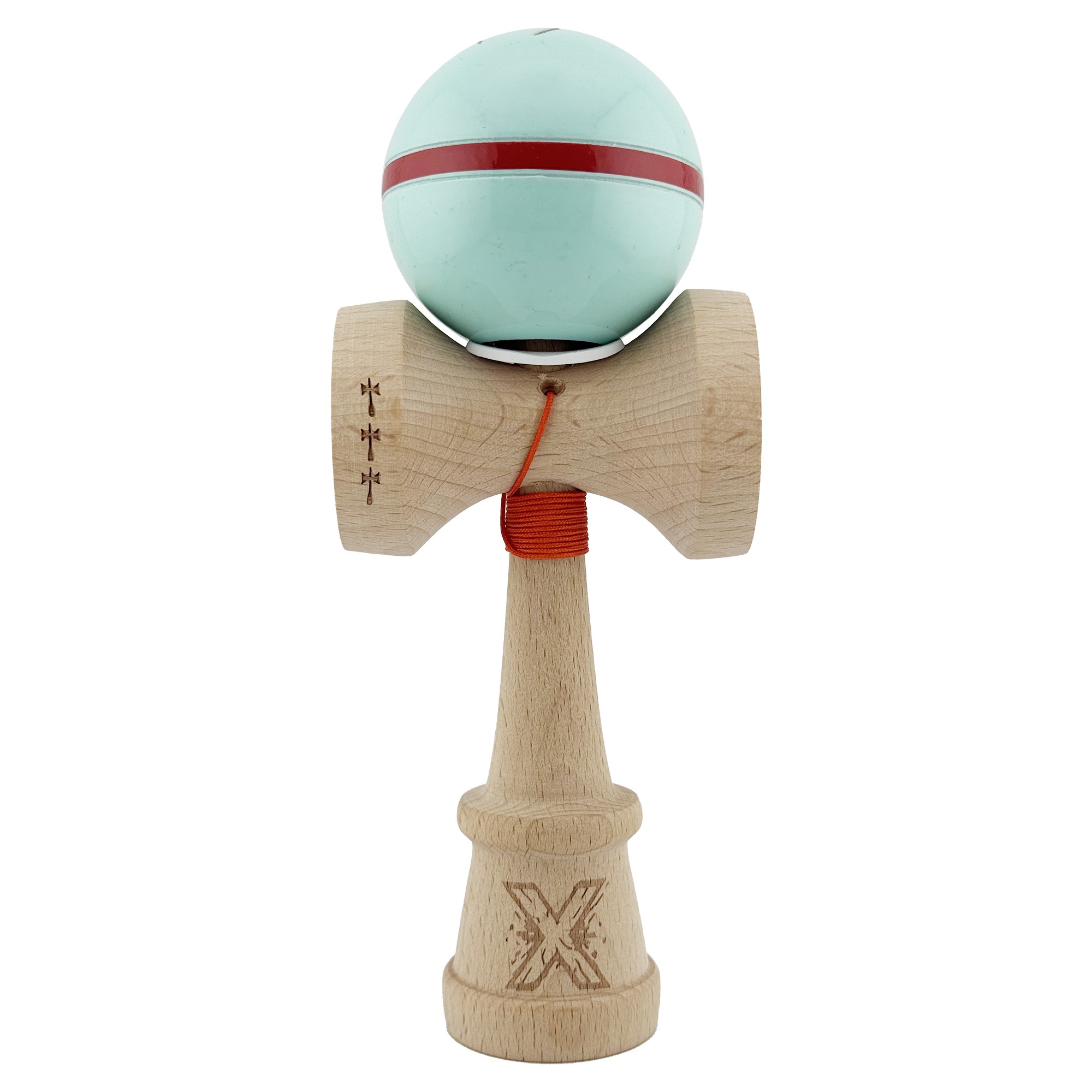 Kendama X Originala Silken, Profesionala, Flippy, Cupe Mari KING SIZE V3, Super Sticky, Gaura in Baza, Rulment Metalic, din lemn 18 cm, Ata 55 cm, Verde Mint