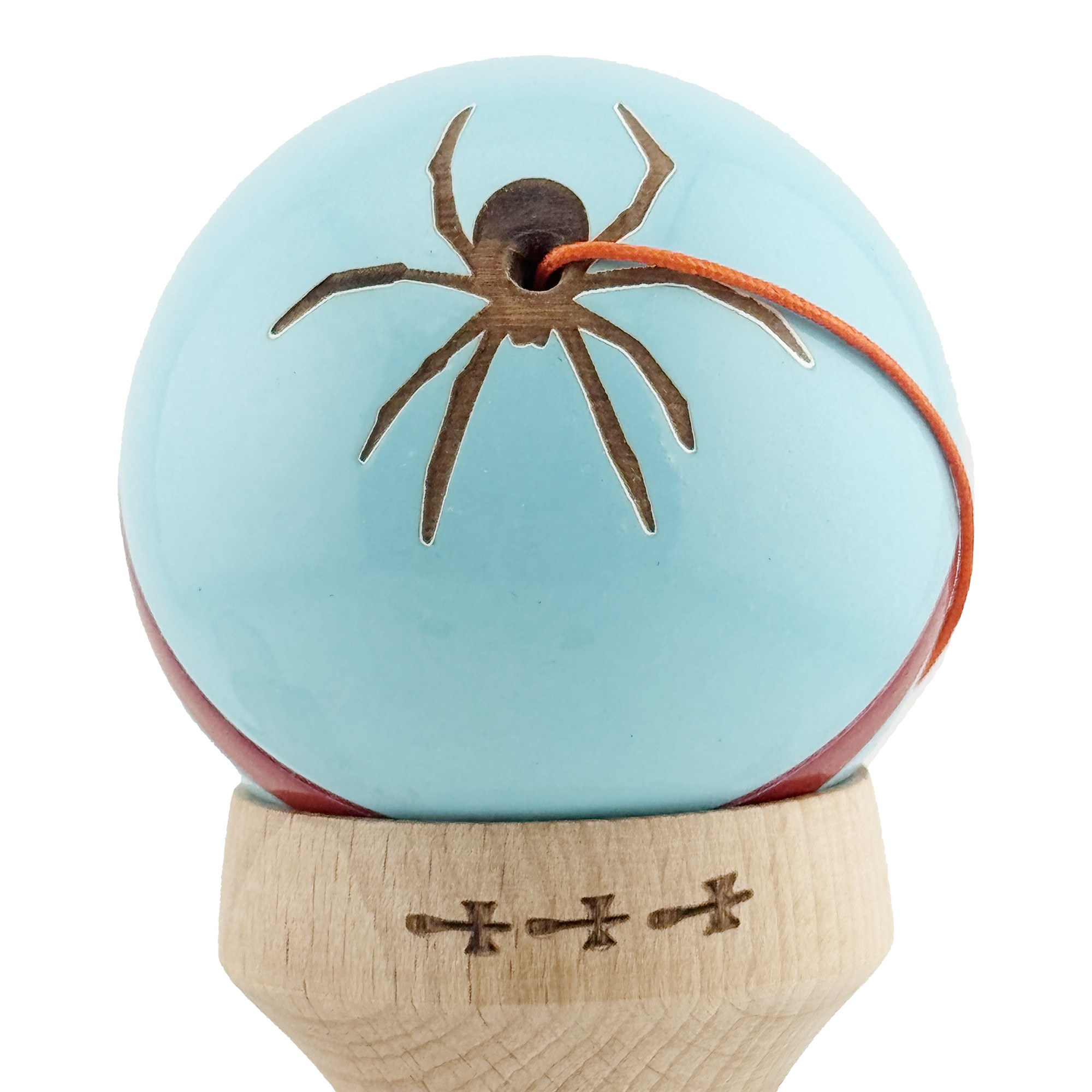 Kendama X Originala Silken, Profesionala, Flippy, Cupe Mari KING SIZE V3, Super Sticky, Gaura in Baza, Rulment Metalic, din lemn 18 cm, Ata 55 cm, Albastru deschis