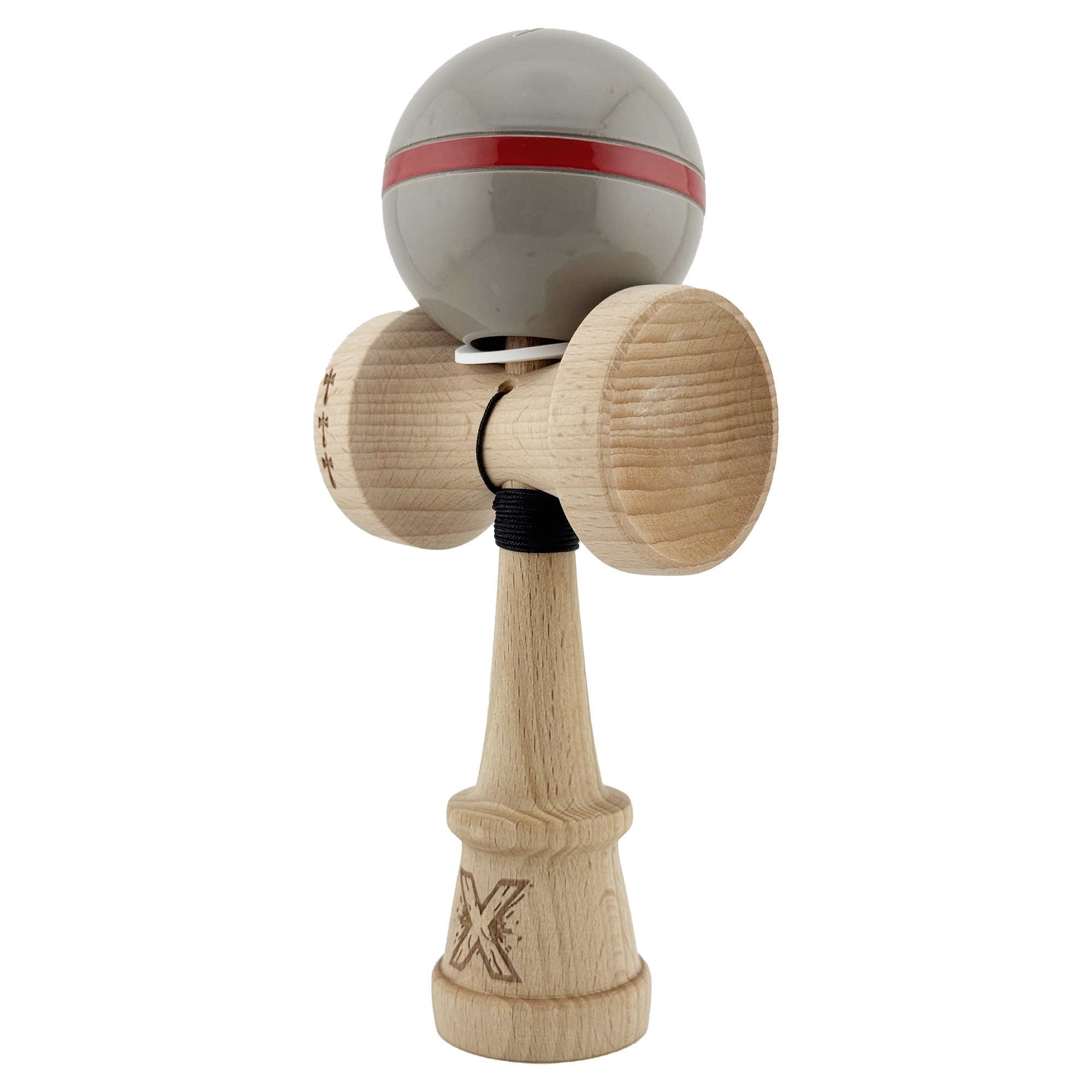 Kendama X Originala Silken, Profesionala, Flippy, Cupe Mari KING SIZE V3, Super Sticky, Gaura in Baza, Rulment Metalic, din lemn 18 cm, Ata 55 cm, Ice Gri