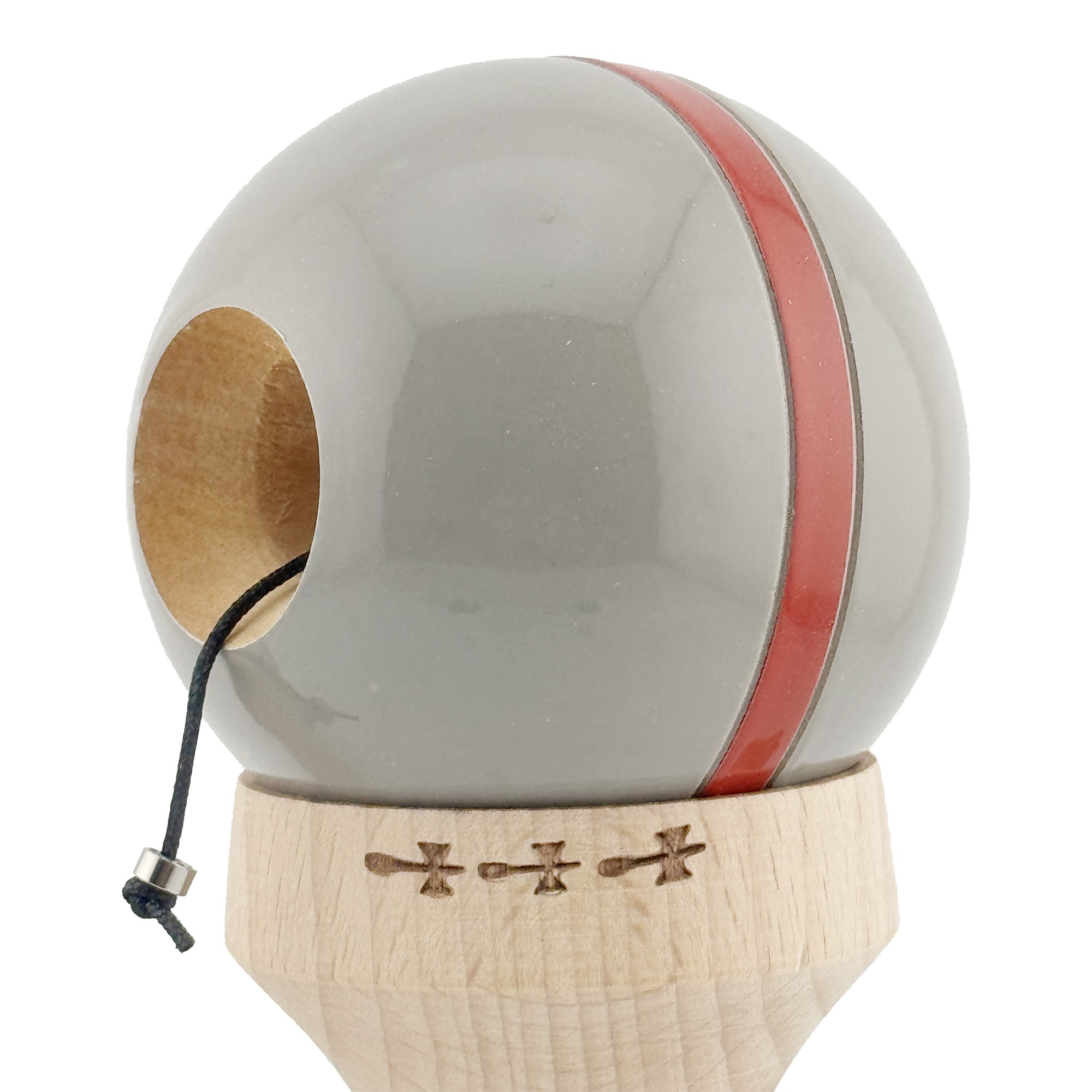 Kendama X Originala Silken, Profesionala, Flippy, Cupe Mari KING SIZE V3, Super Sticky, Gaura in Baza, Rulment Metalic, din lemn 18 cm, Ata 55 cm, Ice Gri