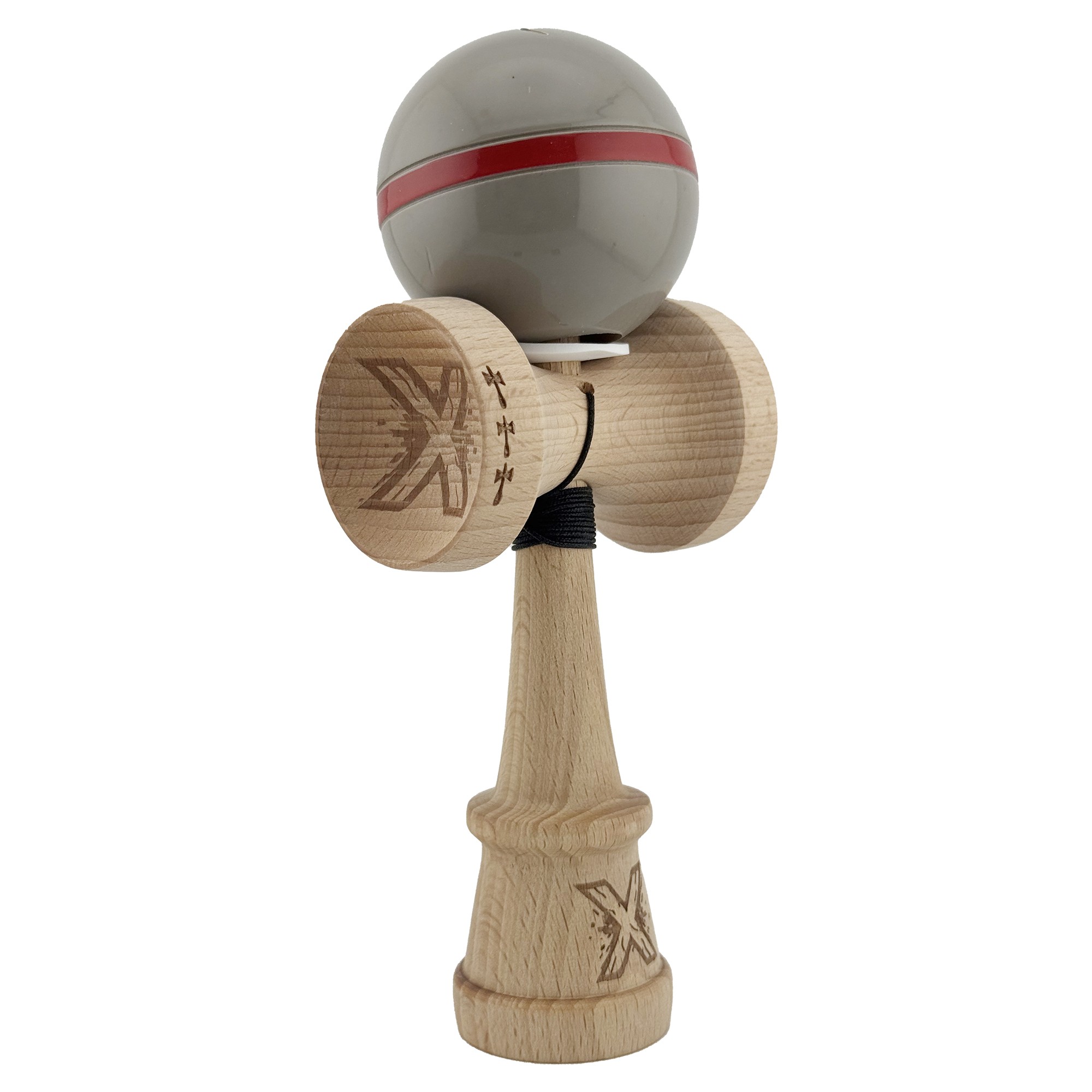 Kendama X Originala Silken, Profesionala, Flippy, Cupe Mari KING SIZE V3, Super Sticky, Gaura in Baza, Rulment Metalic, din lemn 18 cm, Ata 55 cm, Ice Gri