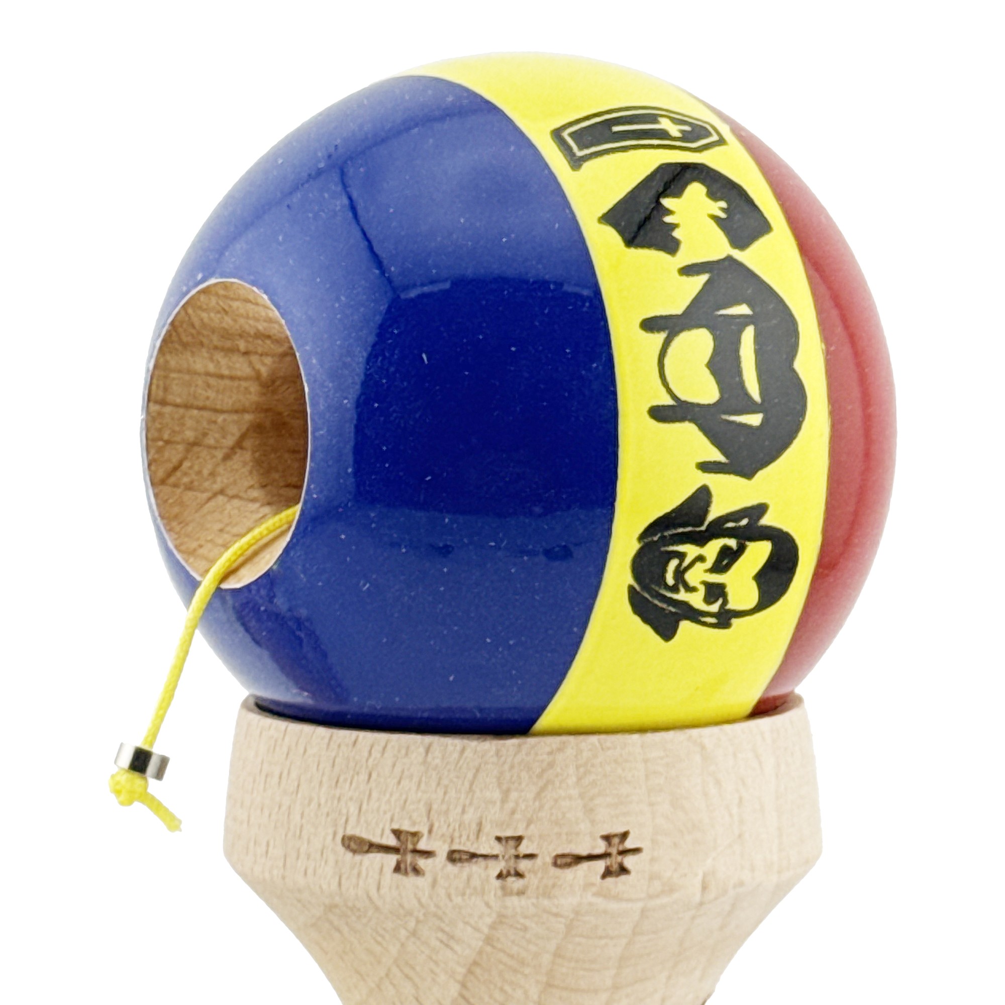 Kendama X Originala, Profesionala, Flippy, Tricolor Edition Vampir Dracula, Super Sticky cu Cupe Mari KING SIZE V3, Rulment Metalic si Gaura in Baza, din Lemn 18 cm, Ata 62/65 cm, Multicolor