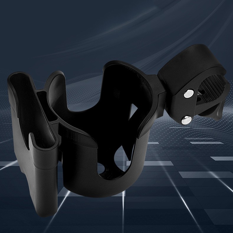 Suport pentru Pahar si Telefon, Flippy, Suport Universal pentru Sticle cu Fixare de bara, Compatibil cu Bicicleta, Carucior pentru Bebelusi, 20 x 10 x 9.5 cm, Negru