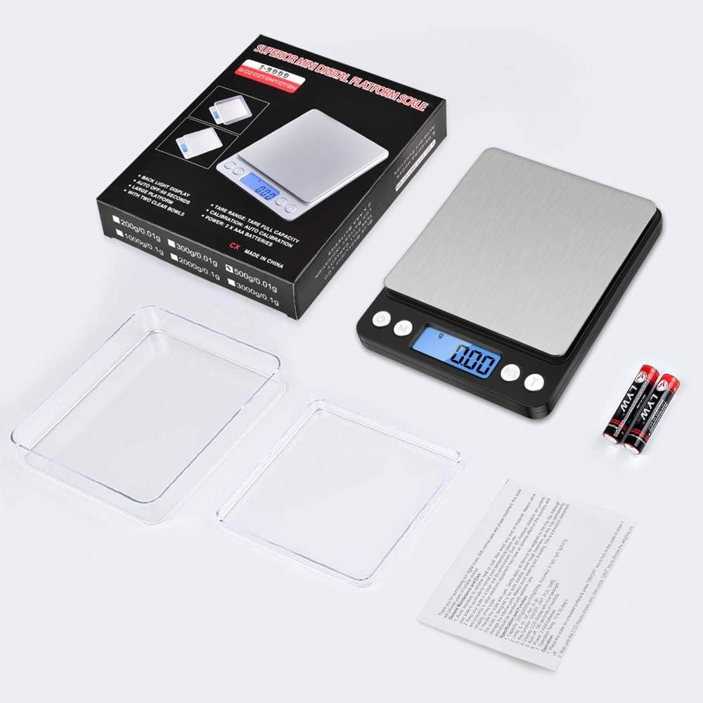 Mini Cantar Electronic, Flippy, pentru Alimente/Bijuterii, max 3 Kg, 2 x AA, 12.7 x 10.6 x 1.9 cm, Negru/Gri