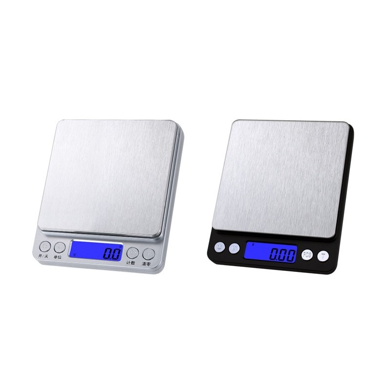 Mini Cantar Electronic, Flippy, pentru Alimente/Bijuterii, max 3 Kg, 2 x AA, 12.7 x 10.6 x 1.9 cm, Negru/Gri