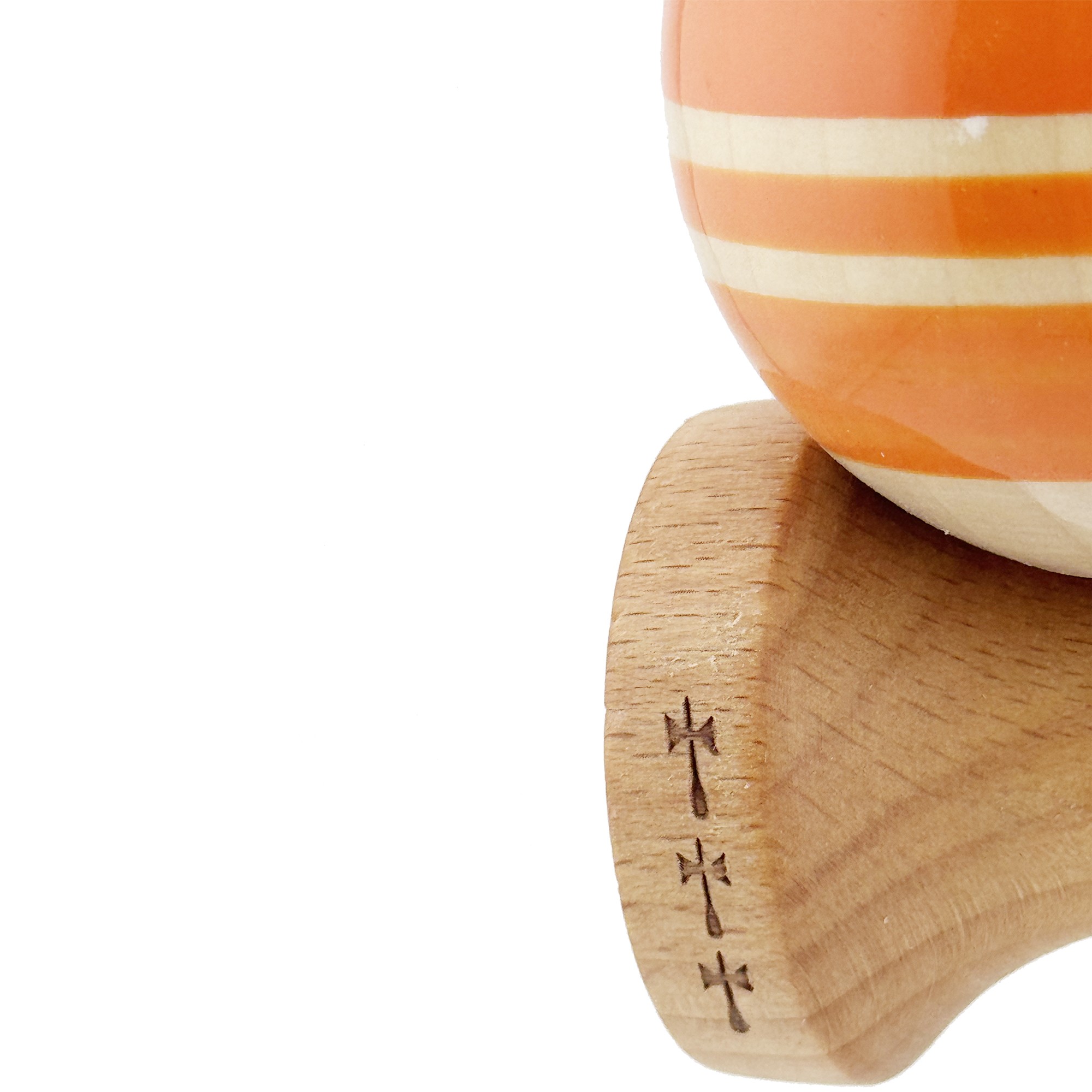 Kendama X Rainbow Originala, Profesionala, Flippy, Big Cups V2, Super Sticky cu Cupe Mari, Rulment Metalic, din lemn 18 cm, Ata 55 cm, Portocaliu/Maro