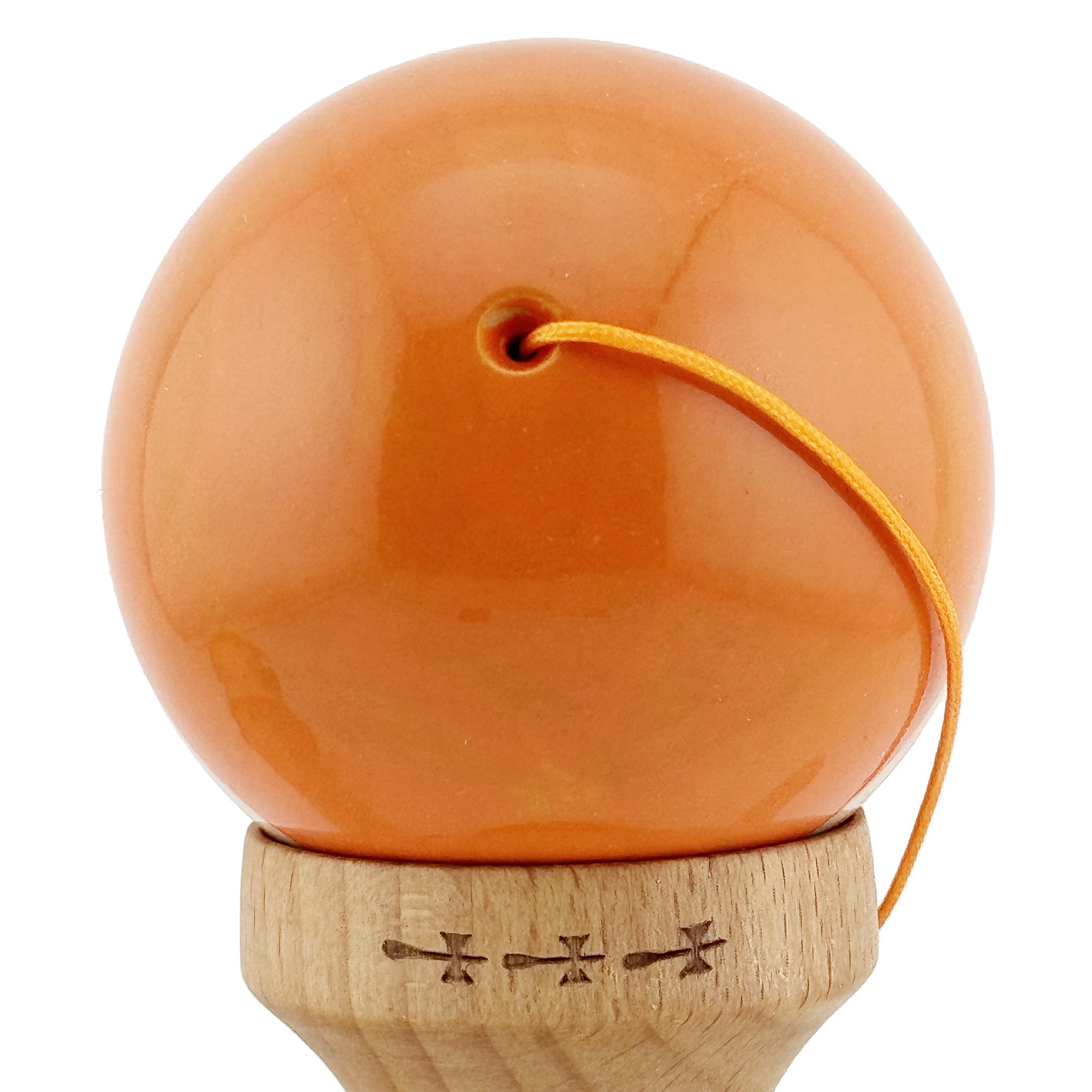 Kendama X Rainbow Originala, Profesionala, Flippy, Big Cups V2, Super Sticky cu Cupe Mari, Rulment Metalic, din lemn 18 cm, Ata 55 cm, Portocaliu/Maro