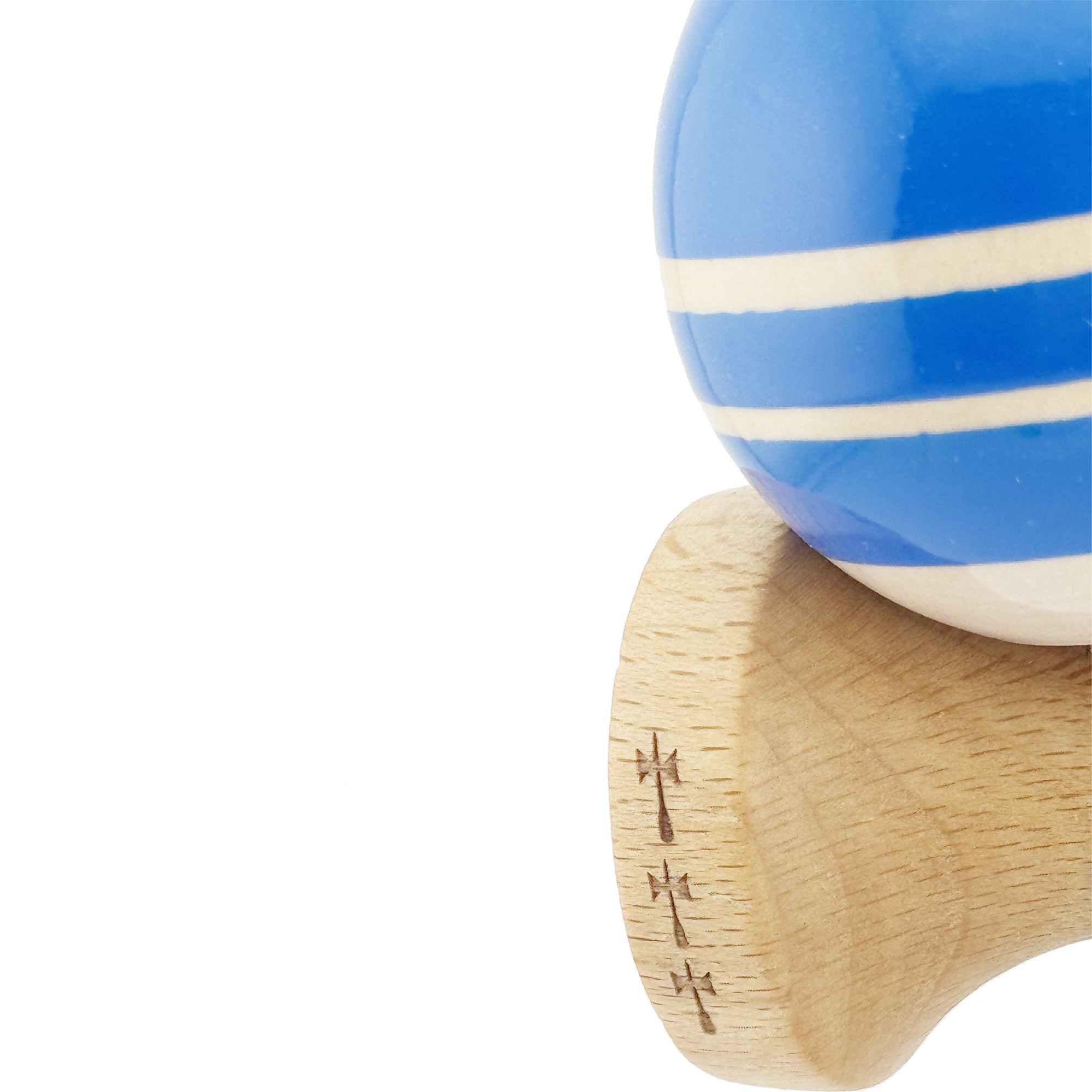 Kendama X Rainbow Originala, Profesionala, Flippy, Big Cups V2, Super Sticky cu Cupe Mari, Rulment Metalic, din lemn 18 cm, Ata 55 cm, Albastru/Maro