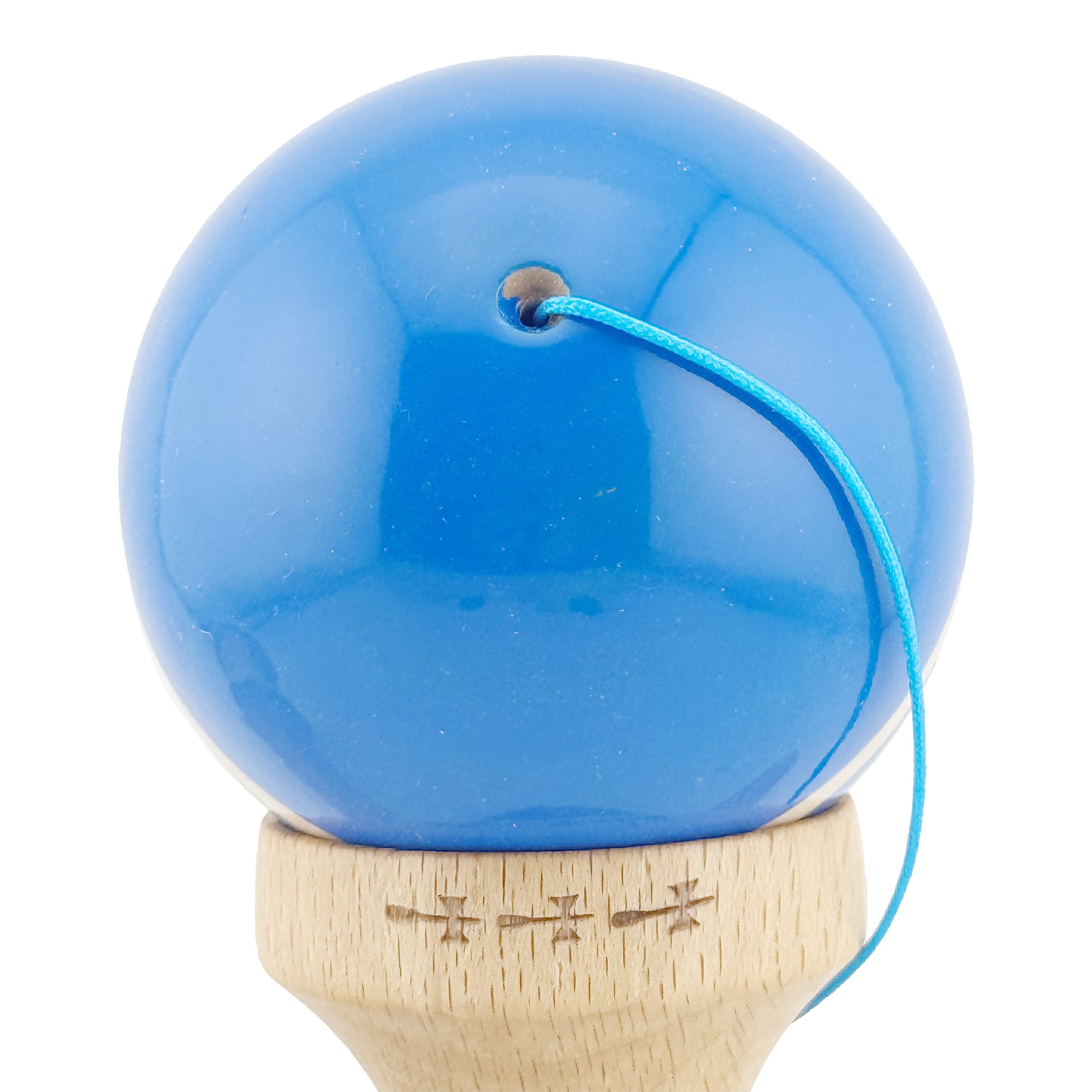 Kendama X Rainbow Originala, Profesionala, Flippy, Big Cups V2, Super Sticky cu Cupe Mari, Rulment Metalic, din lemn 18 cm, Ata 55 cm, Albastru/Maro