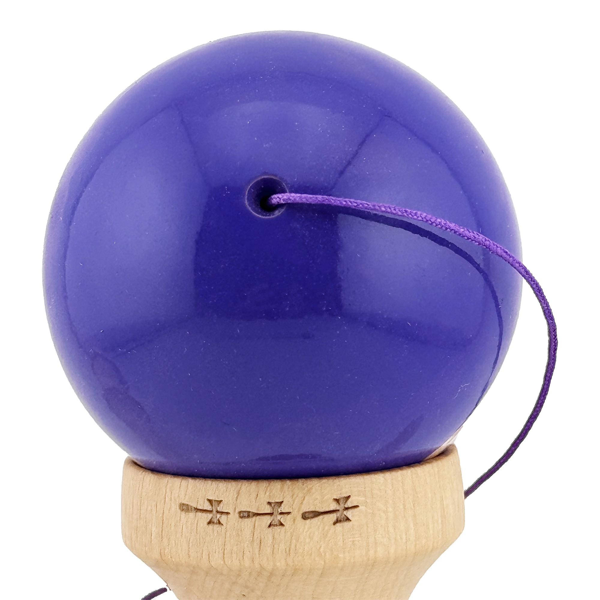 Kendama X Rainbow Originala, Profesionala, Flippy, Big Cups V2, Super Sticky cu Cupe Mari, Rulment Metalic, din lemn 18 cm, Ata 55 cm, Violet/Maro