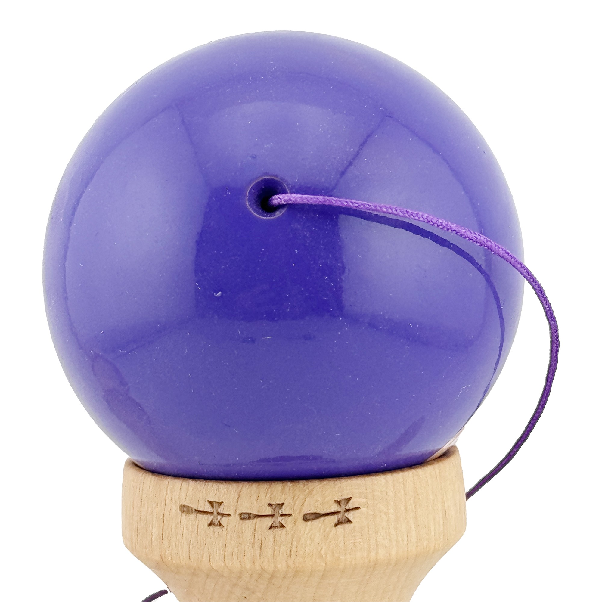 Kendama X Rainbow Originala, Profesionala, Flippy, Big Cups V2, Super Sticky cu Cupe Mari, Rulment Metalic, din lemn 18 cm, Ata 55 cm, Indigo/Maro