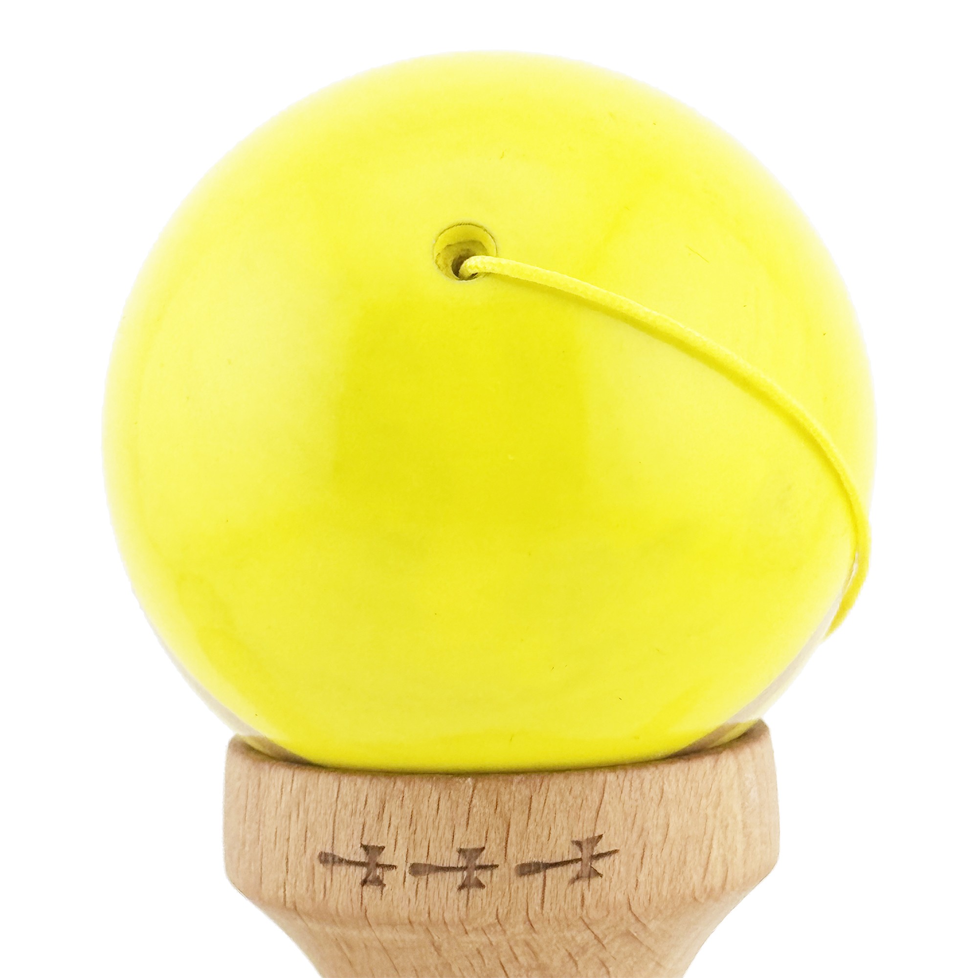 Kendama X Rainbow Originala, Profesionala, Flippy, Big Cups V2, Super Sticky cu Cupe Mari, Rulment Metalic, din lemn 18 cm, Ata 55 cm, Galben/Maro