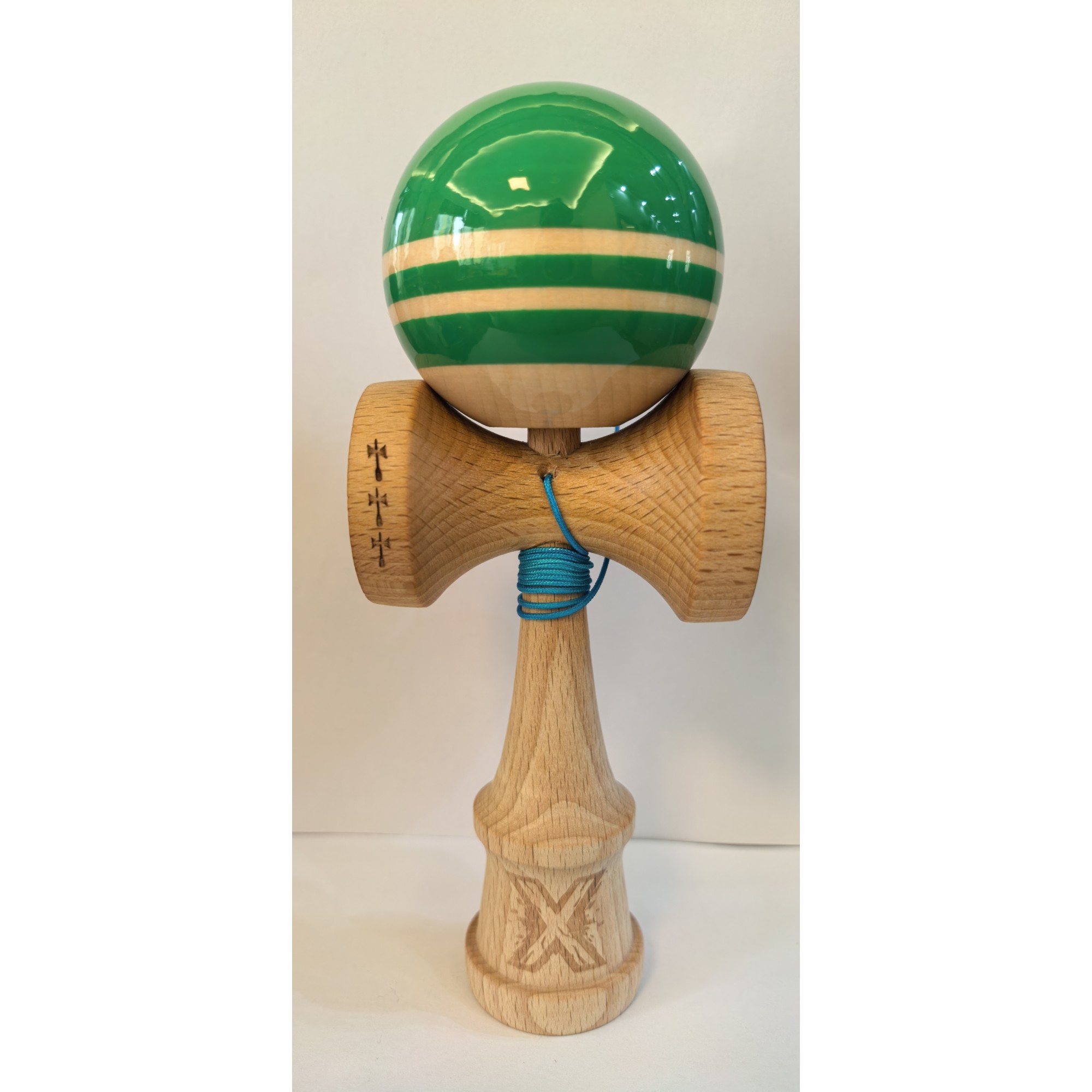 Kendama Originala X - RAINBOW , Profesionala, Flippy, din Lemn, 18 cm, Verde -largel balls+large handle  +Original Super Sticky