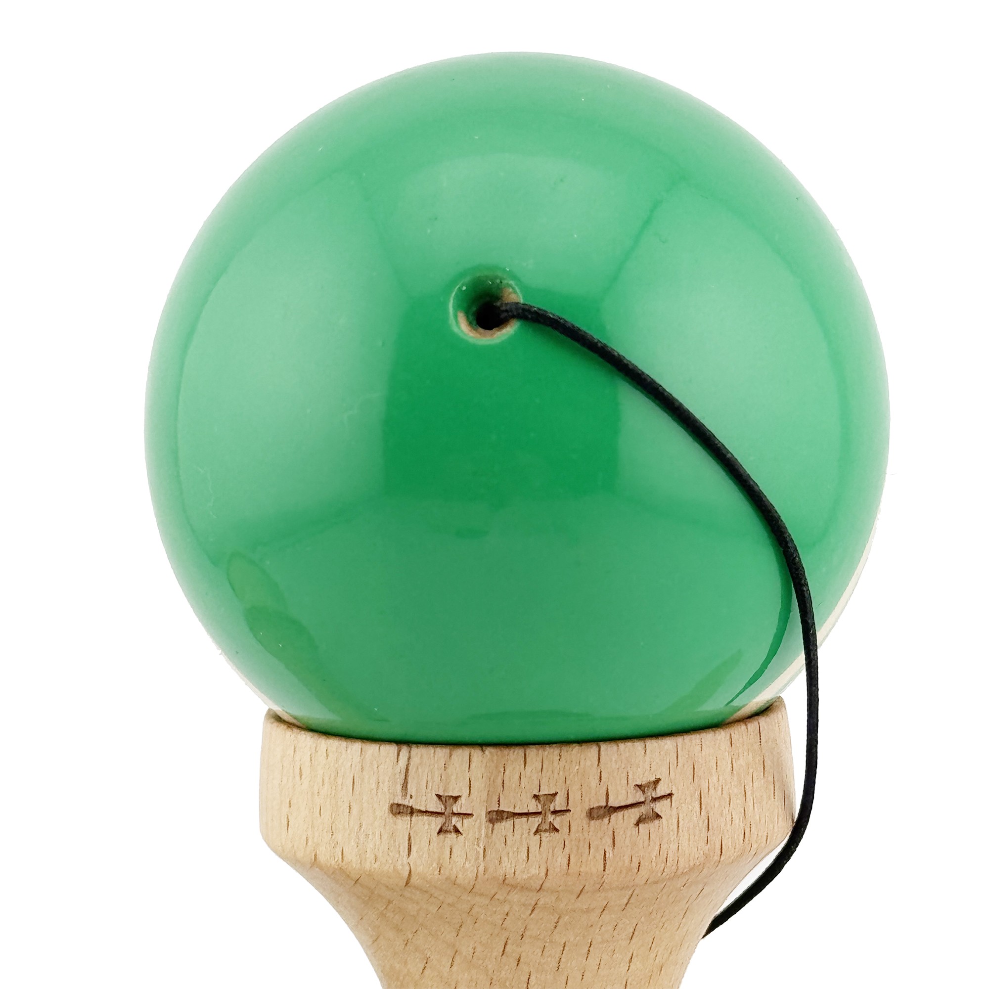 Kendama X Rainbow Originala, Profesionala, Flippy, Big Cups V2, Super Sticky cu Cupe Mari, Rulment Metalic, din lemn 18 cm, Ata 55 cm, Verde/Maro