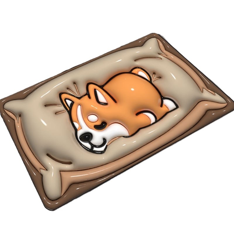 Covor de Baie, Flippy, 3D, din Spuma, Antialunecare, Absorbant, 40 x 60 cm, Model Caine, Portocaliu